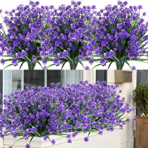 Set Mit 8 Realistischen Künstlichen Blumensträußen – Uv-beständig – 33 Cm Hoch X 24 Cm Breit – Für Die Dekoration Im Innen- Und Außenbereich
