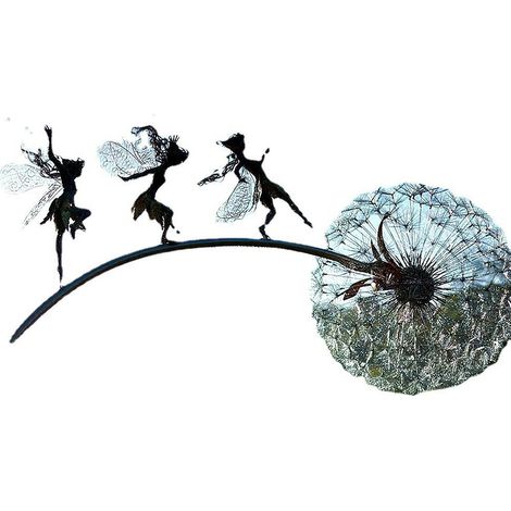 Löwenzahnfee Tanzt Mit Rotkehlchen, Weißer Elf, Eisenskulptur, Metallarbeit