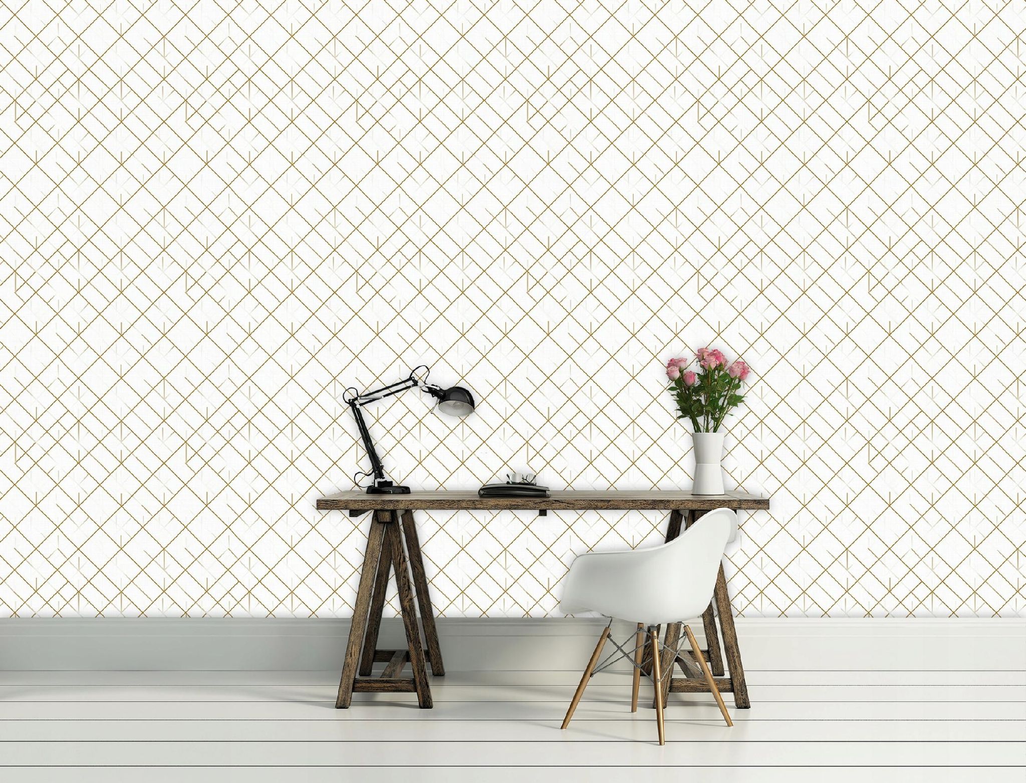 Wallarena Vliestapete Geometrische Linien Gold Weiß Für Wohnzimmer Und Schlafzimmer, 10 M X 50 Cm – Inkl. Kleister & Anleitung