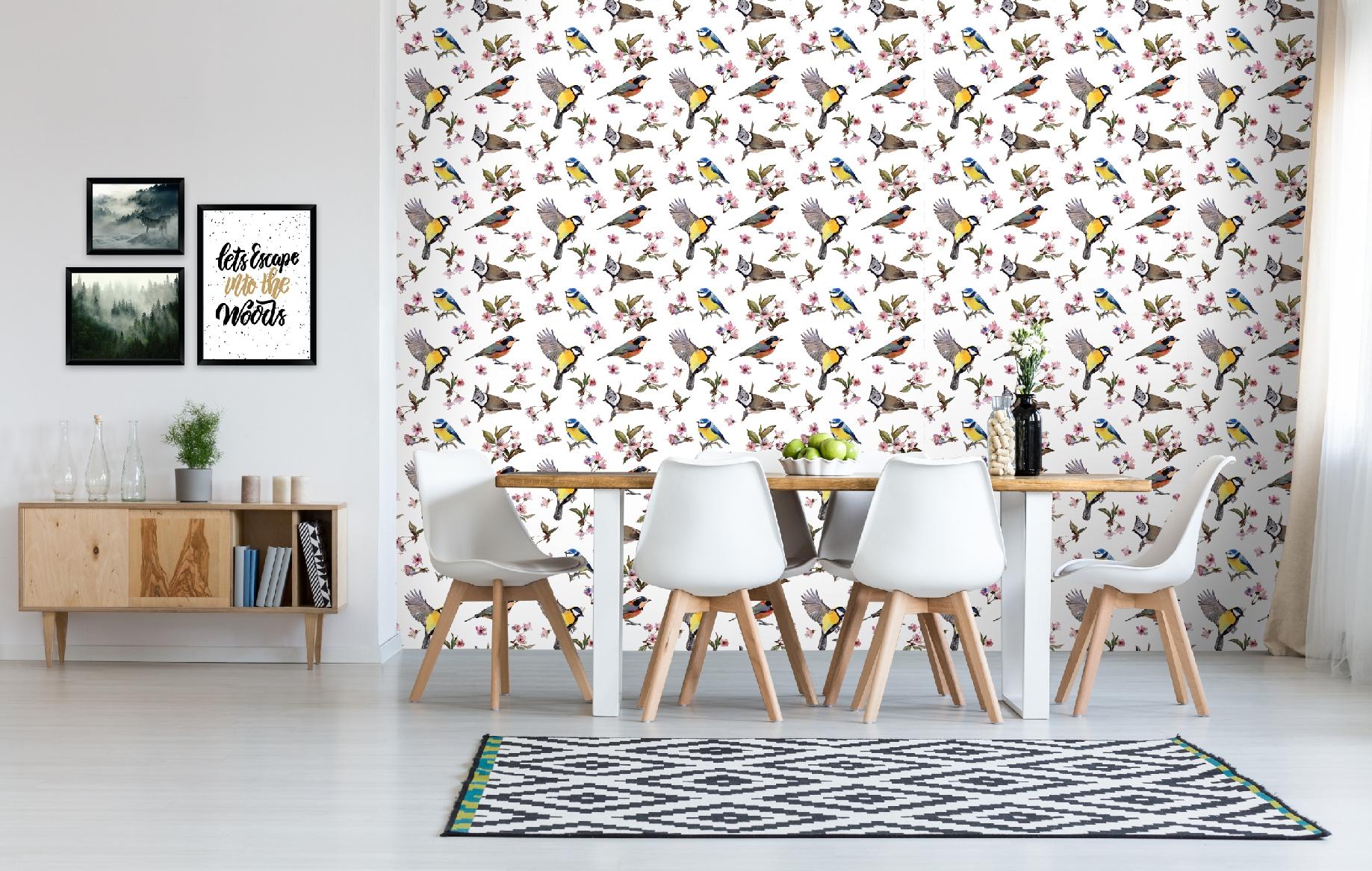Wallarena Vliestapete Vögel Blumen Blätter, Für Wohnzimmer Und Schlafzimmer, 10 M X 50 Cm – Inkl. Kleister & Anleitung