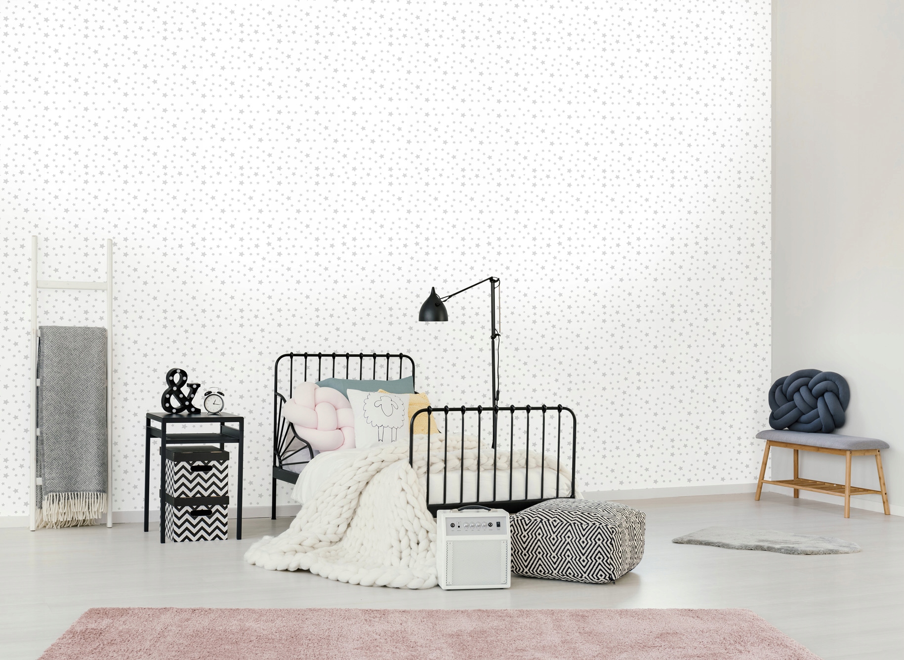 Wallarena Vliestapete Weiß Mit Sternen, Für Kinderzimmer, 10 M X 50 Cm – Inkl. Kleister & Anleitung