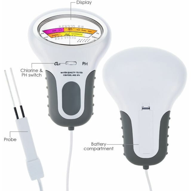 2-in-1-Poolwasseranalyse, pH-Chlor-Tester, PC-102, pH-Chlor-Tester, Wasserqualitätstest, Messgerät für Cl2-Schwimmbad-Aquarium
