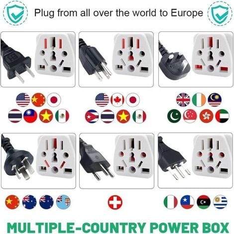 Universal Reisestecker Adapter Konvertierungsstecker Abgerundeter Europäischer Standard 4st