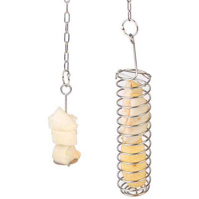 Vogelfutterspender, 2er-pack, Vogelfutterspender Für Den Außenbereich, Edelstahl, Futterspender Für Samen, Vogelkäfigzubehör, Werkzeug Für Obst Und Gemüse, Zum Aufhängen (2 Modelle)