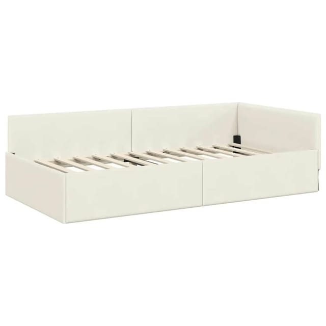Eckbettgestell Creme 80 x 200 cm Samt und engineered Holz vidaXL