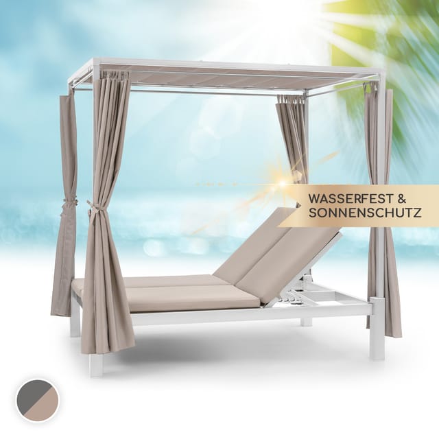 Blumfeldt - Eremitage Double Sunbed 2 Pers Stahl-rahmen Sonnendach Vorhänge Creme