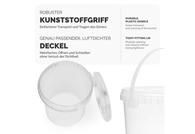 Garronda Eimer mit Deckel 1 L für die Lagerung von Lebensmittel- und Chemischen Produkten 1 Stück Transparent GD-0072
