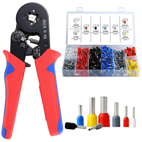 Crimpzangen-set Mit Aderendhülsen, Selbstjustierende Crimpzange Mit 1250 Isolierten Crimpverbindern Von 0,25 Mm² Bis 10 Mm², Für Isolierte Und Unisolierte Kabelanschlüsse, Ouylaf