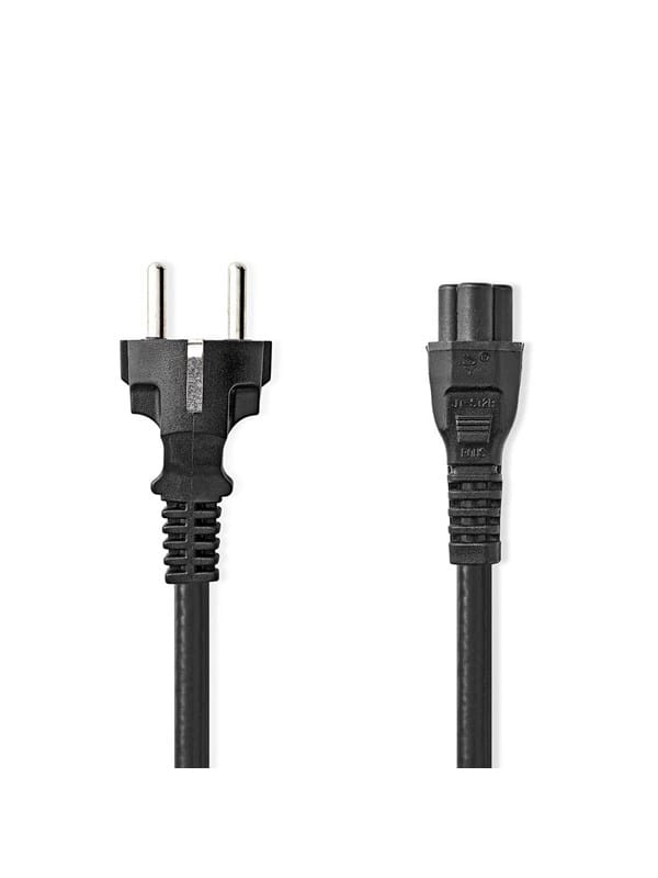 Stromkabel schutzkontaktstecker iec 320 c5 gerade gerade vernickelt 500 m rund pvc schwarz label