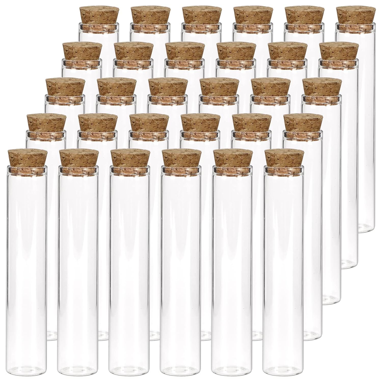 Packung Mit 30 Flachen, Durchsichtigen Glasreagenzgläsern 22 X 100 Mm Mit Korkverschluss, Für Pflanzen, Wissenschaftliche Experimente, Badesalze Und Süßigkeiten.
