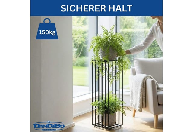 Dandibo - Blumenständer Metall Schwarz Eckig 96609 Pflanzenständer Beistelltisch Modern Design Innen Outdoor