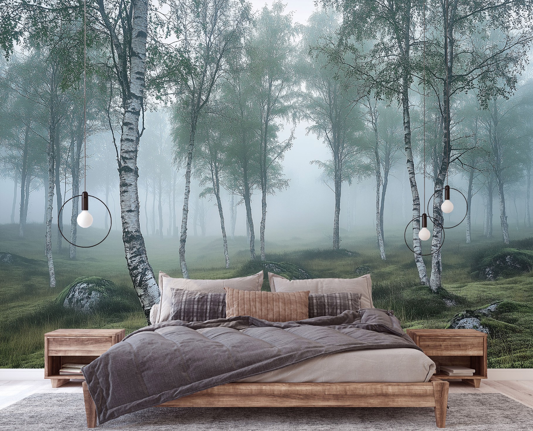 Fototapete Birkenwald Natur Nebel 3d-optik, Für Wohnzimmer Und Schlafzimmer, 150 X 105 Cm – Komplettset Inkl. Kleister & Anleitung