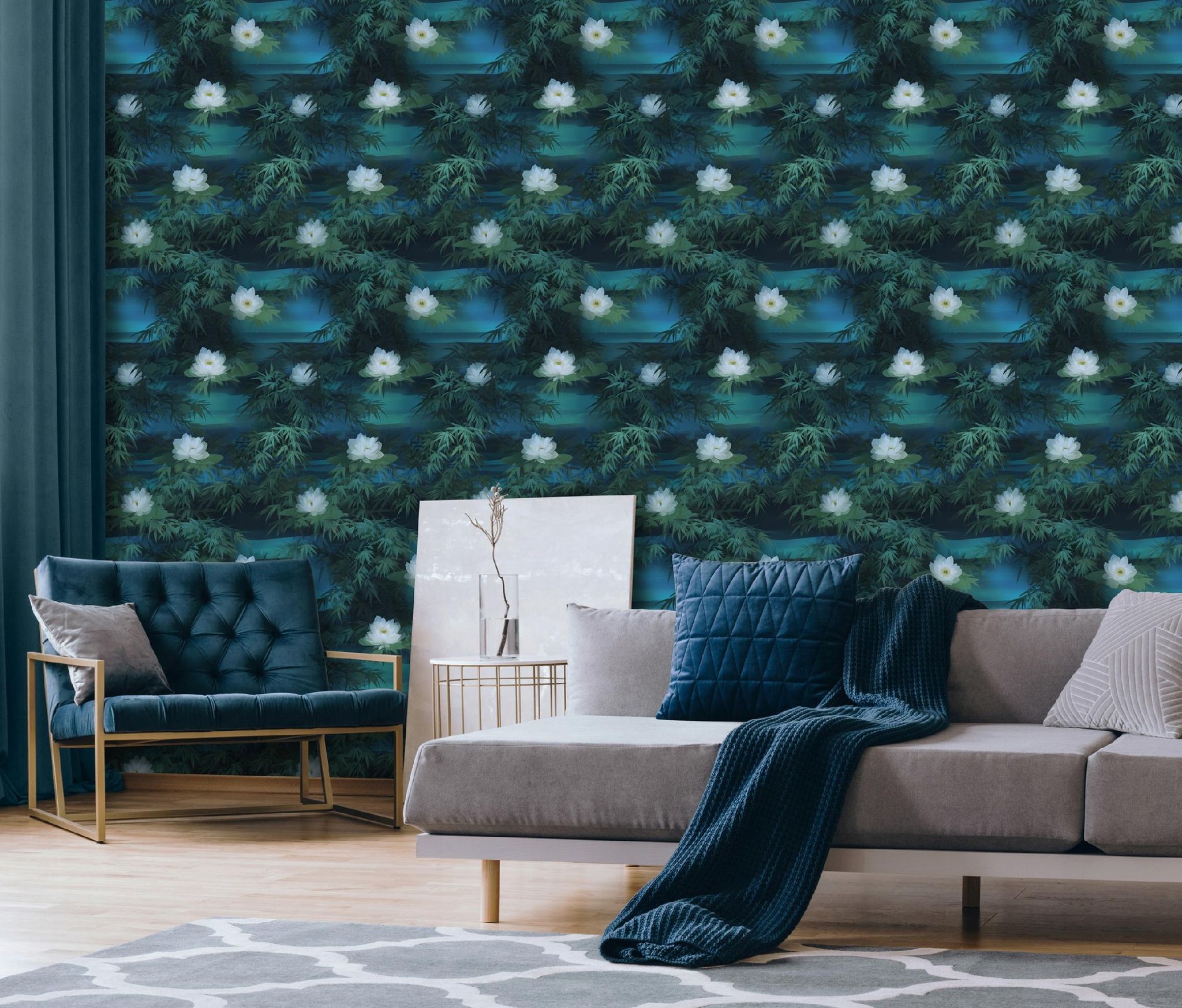 Wallarena Vliestapete Blumen Blätter Lilien Aquarell Für Wohnzimmer Und Schlafzimmer, 10 M X 50 Cm – Inkl. Kleister & Anleitung