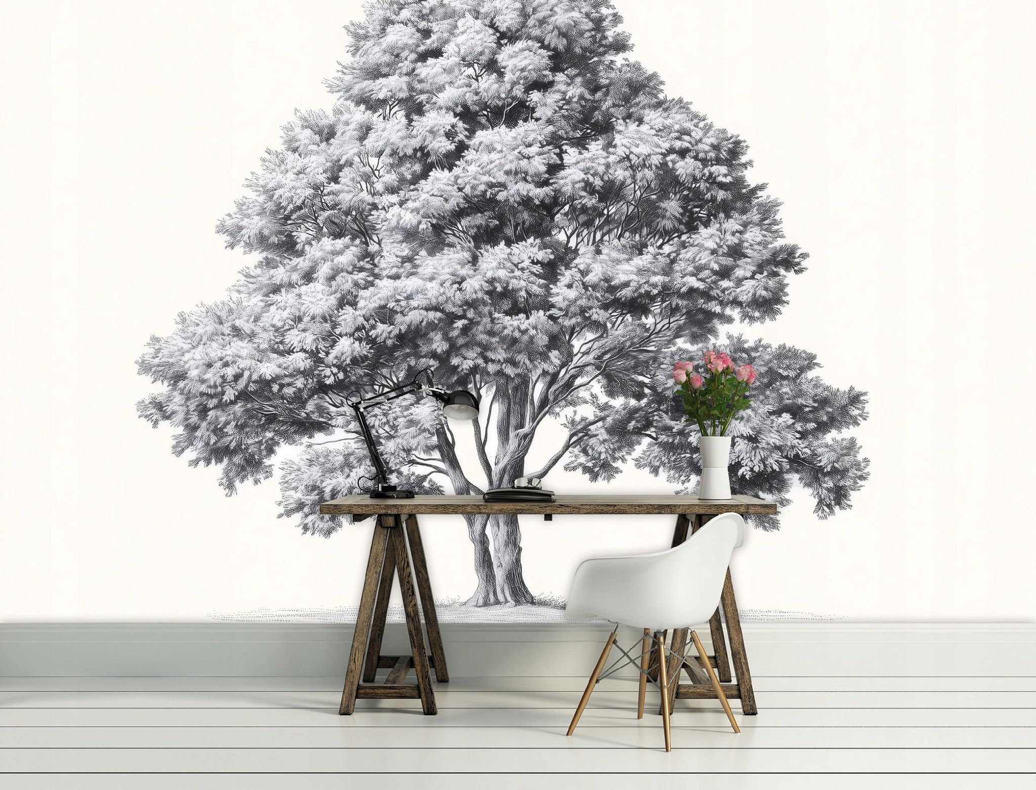 Fototapete Baum Grau Beige Natur, Für Wohnzimmer Und Schlafzimmer, 250 X 175 Cm – Komplettset Inkl. Kleister & Anleitung