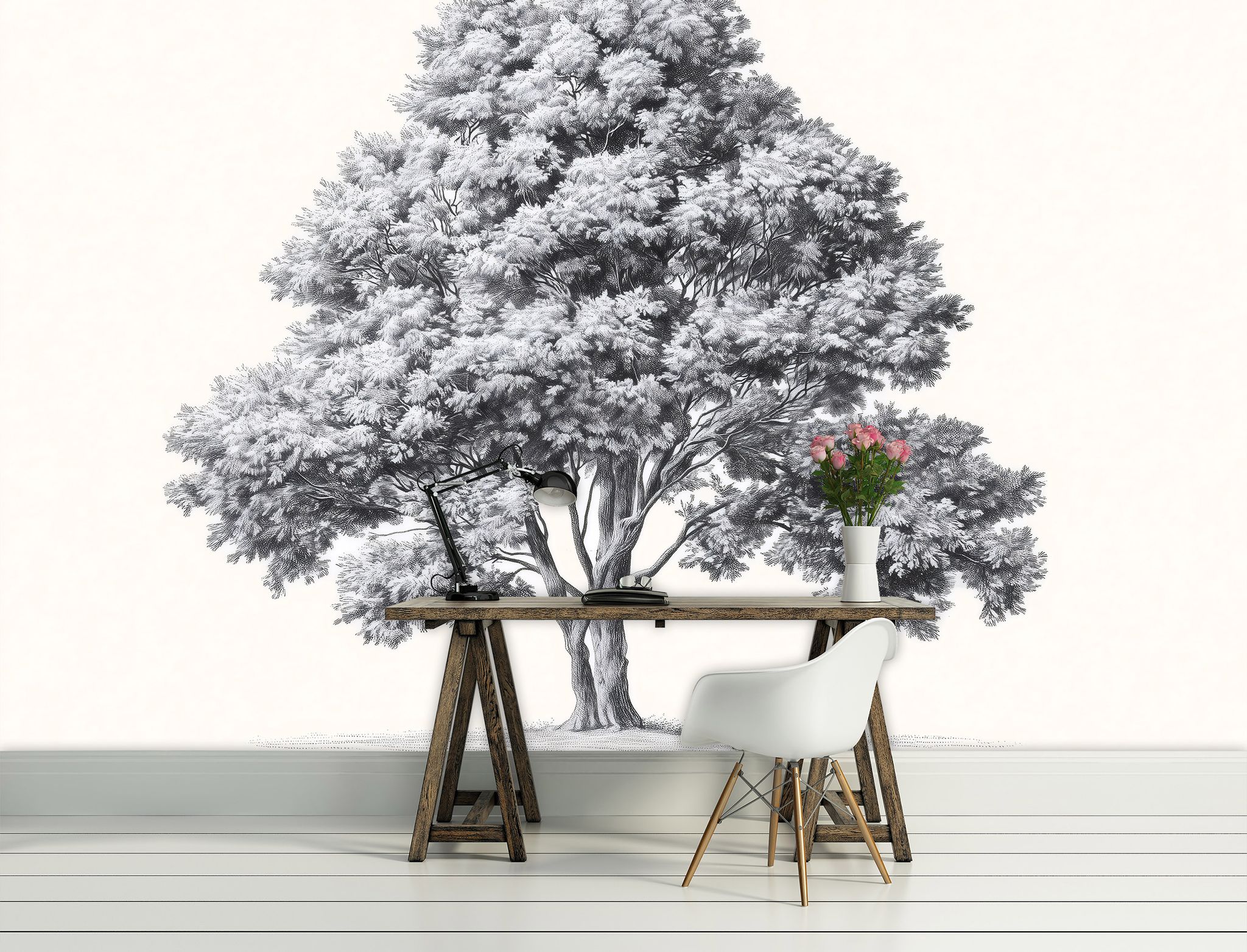 Fototapete Baum Grau Beige Natur, Für Wohnzimmer Und Schlafzimmer, 150 X 105 Cm – Komplettset Inkl. Kleister & Anleitung