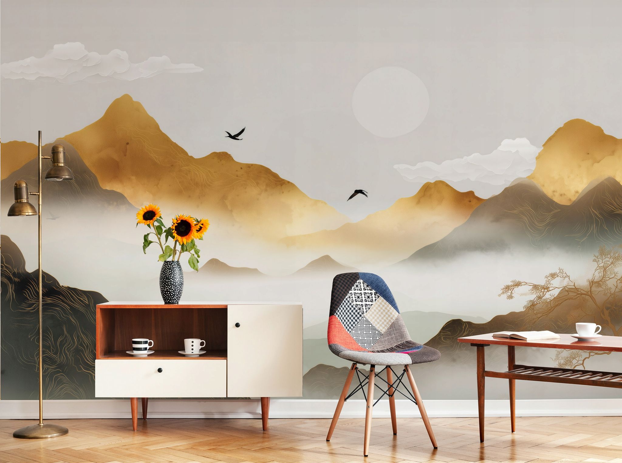 Fototapete Berge Landschaft Boho Beige, Für Wohnzimmer Und Schlafzimmer, 250 X 175 Cm – Komplettset Inkl. Kleister & Anleitung