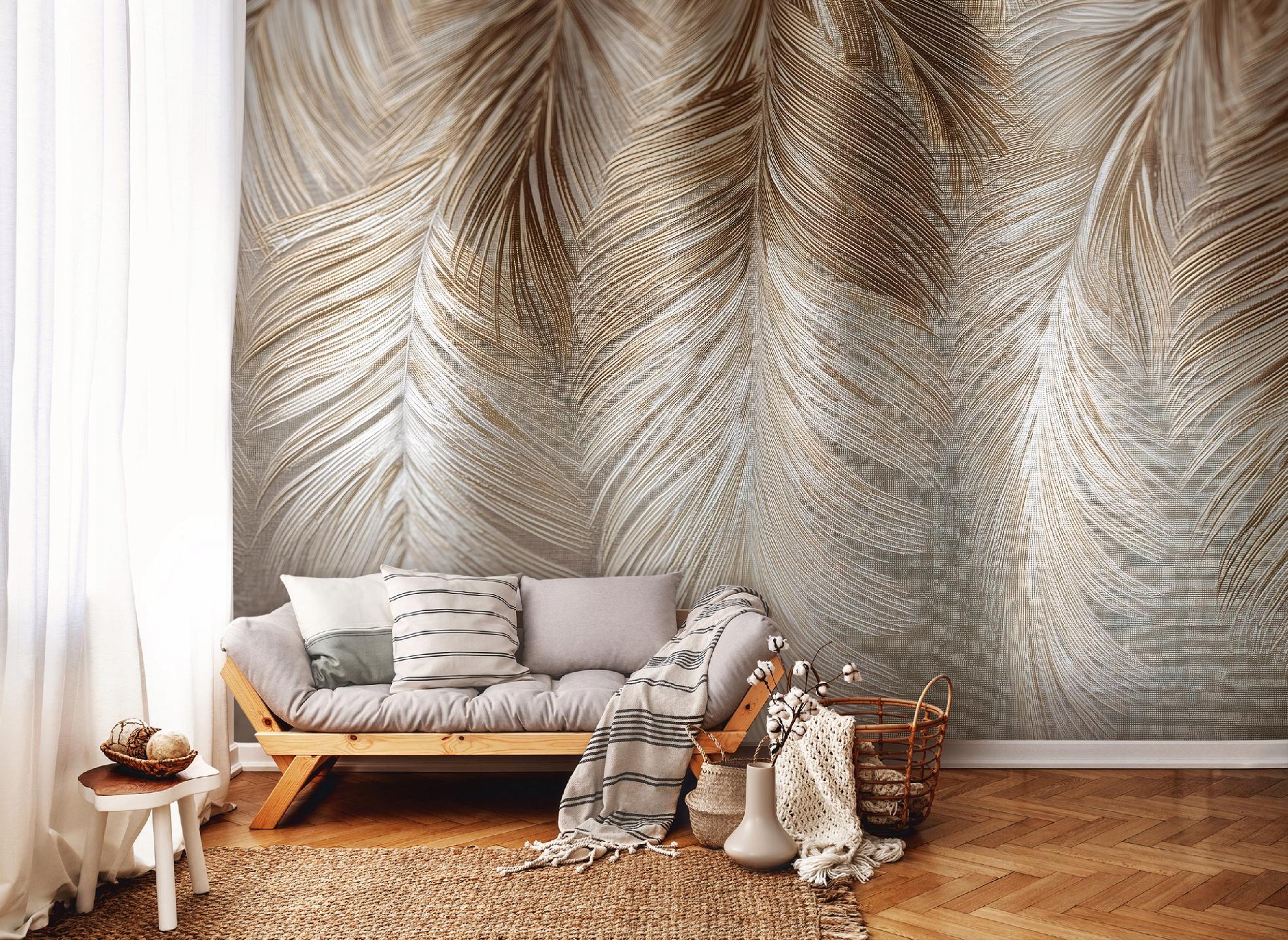 Fototapete Federn Beige Boho Braun, Für Wohnzimmer Und Schlafzimmer, 150 X 105 Cm – Komplettset Inkl. Kleister & Anleitung
