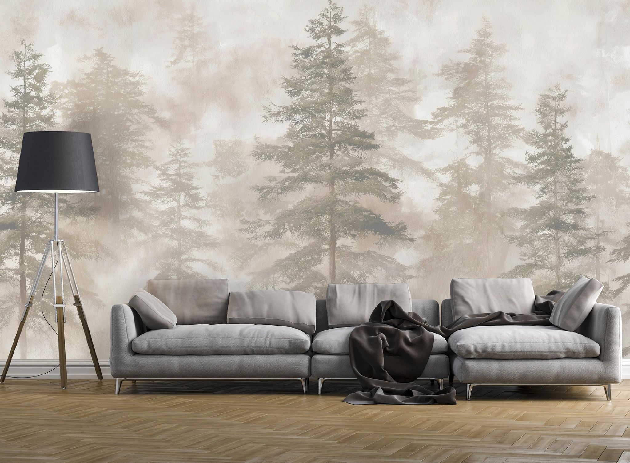 Fototapete Wald Beige Bäume Beton Natur, Für Wohnzimmer Und Schlafzimmer, 400 X 280 Cm – Komplettset Inkl. Kleister & Anleitung