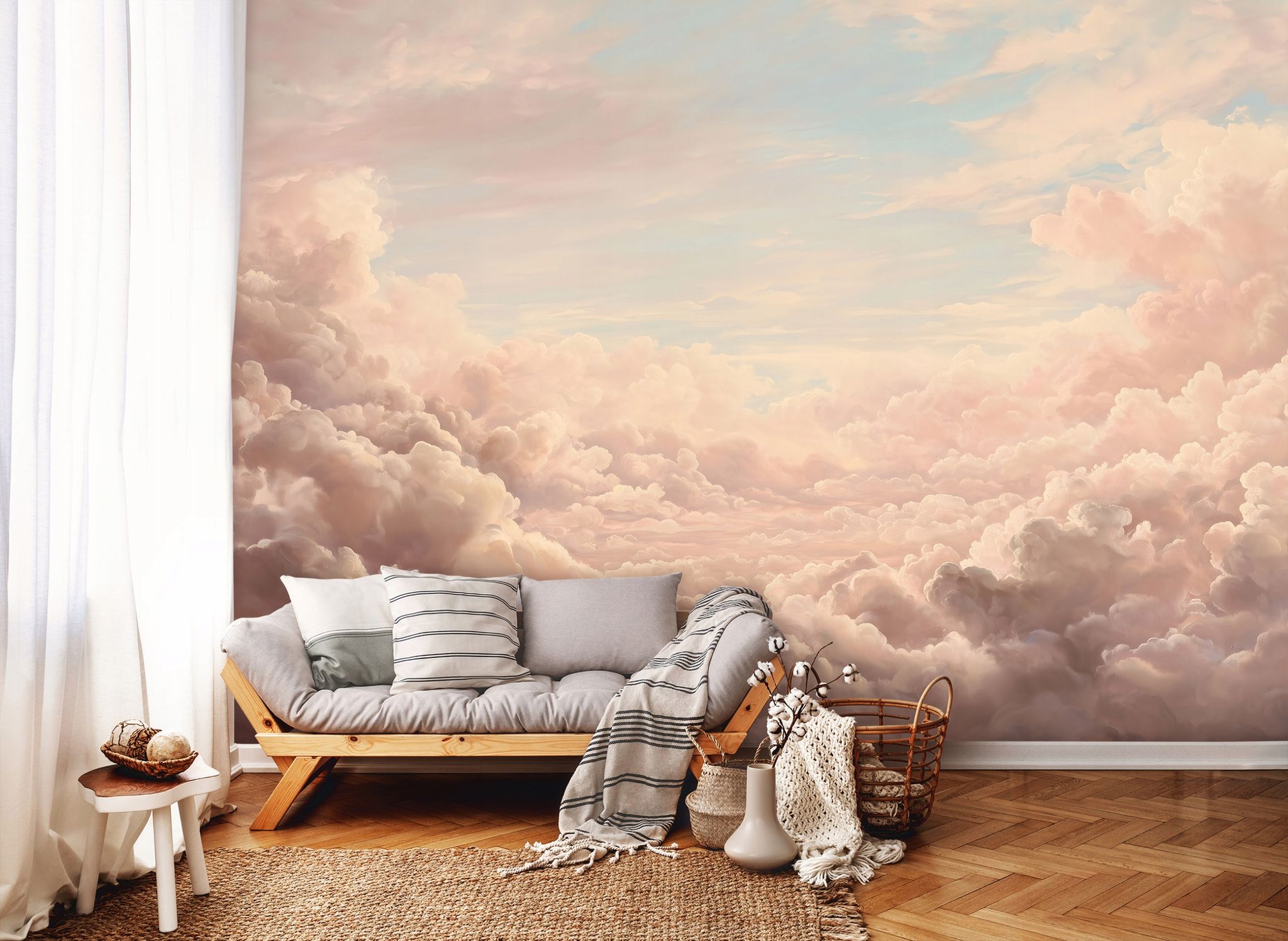 Fototapete Wolken Himmel Boho Beige, Für Wohnzimmer Und Schlafzimmer, 300 X 210 Cm – Komplettset Inkl. Kleister & Anleitung