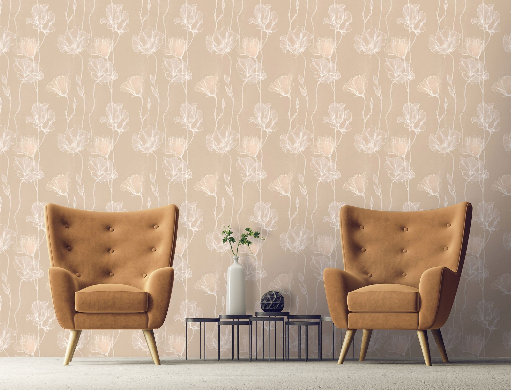Wallarena Vliestapete Blumen Line-art Beige Für Wohnzimmer Und Schlafzimmer, 10 M X 50 Cm – Inkl. Kleister & Anleitung