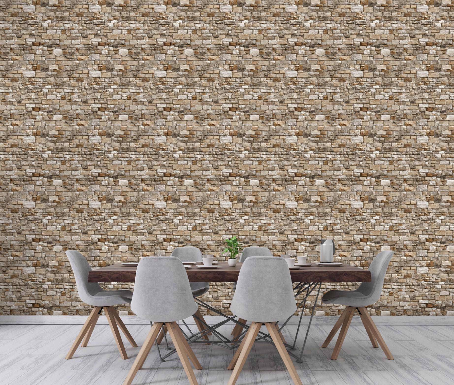Wallarena Vliestapete Beige Ziegel Struktur Mauer, Für Wohnzimmer Und Schlafzimmer, 10 M X 50 Cm – Komplettset Inkl. Kleister & Anleitung