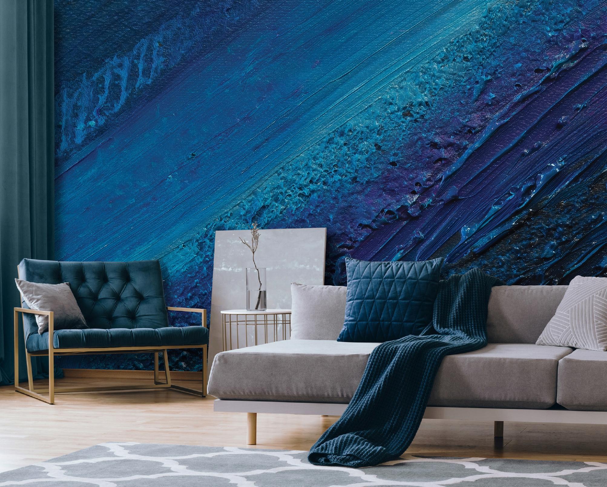Fototapete Abstrakt Blau, Für Wohnzimmer Und Schlafzimmer, 150 X 105 Cm – Komplettset Inkl. Kleister & Anleitung