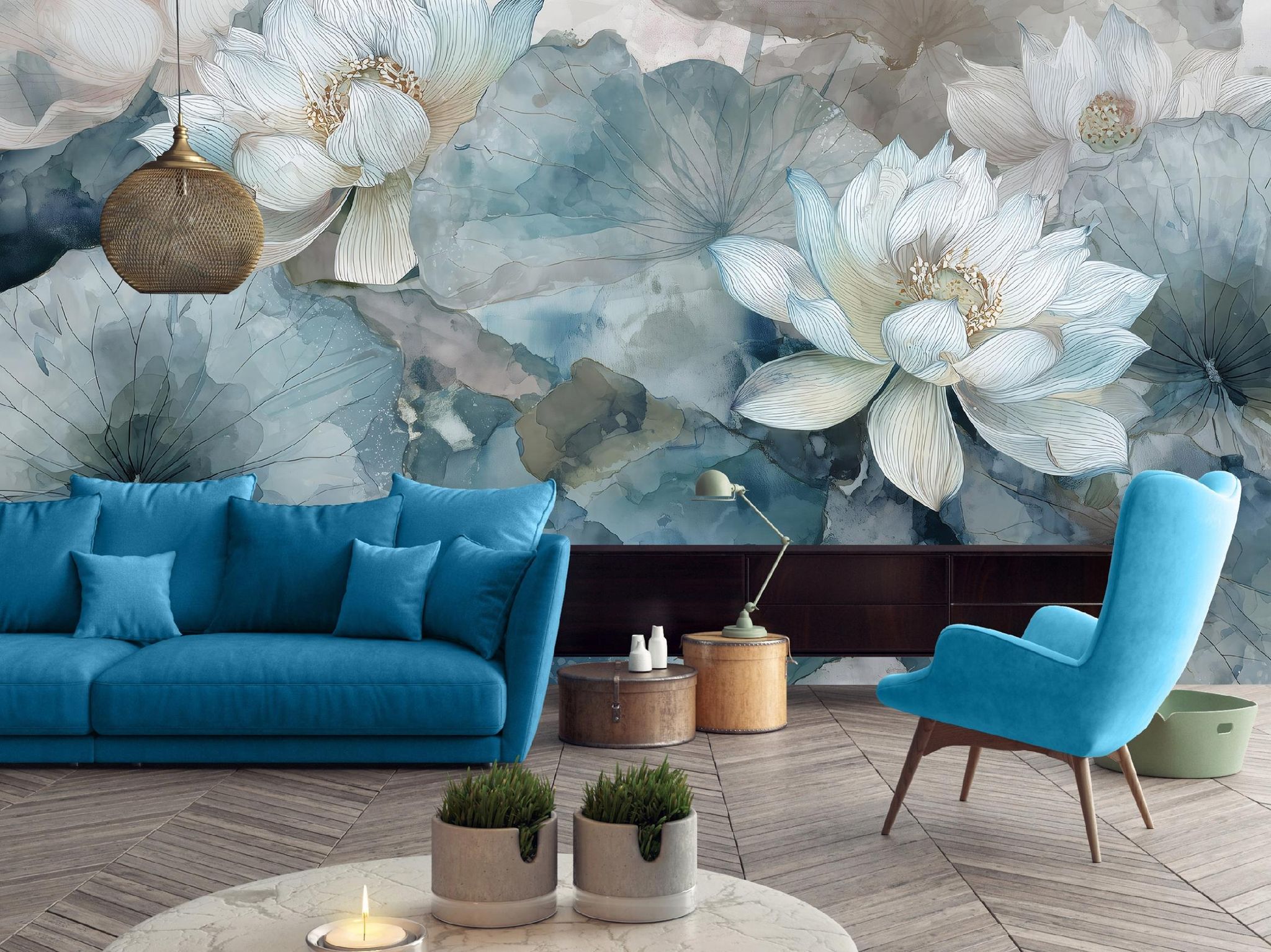 Fototapete Blumen Beton Loft Abstrakt, Für Wohnzimmer Und Schlafzimmer, 200 X 140 Cm – Komplettset Inkl. Kleister & Anleitung