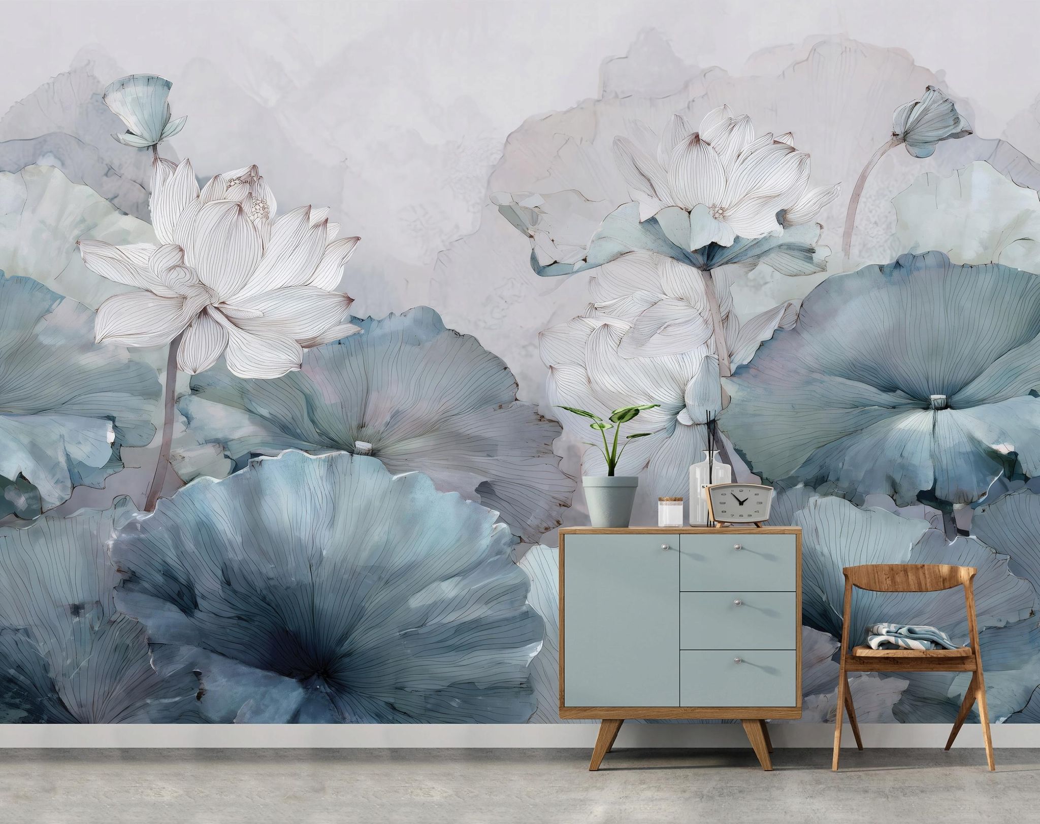 Fototapete Blumen Blau, Für Wohnzimmer Und Schlafzimmer, 200 X 140 Cm – Komplettset Inkl. Kleister & Anleitung