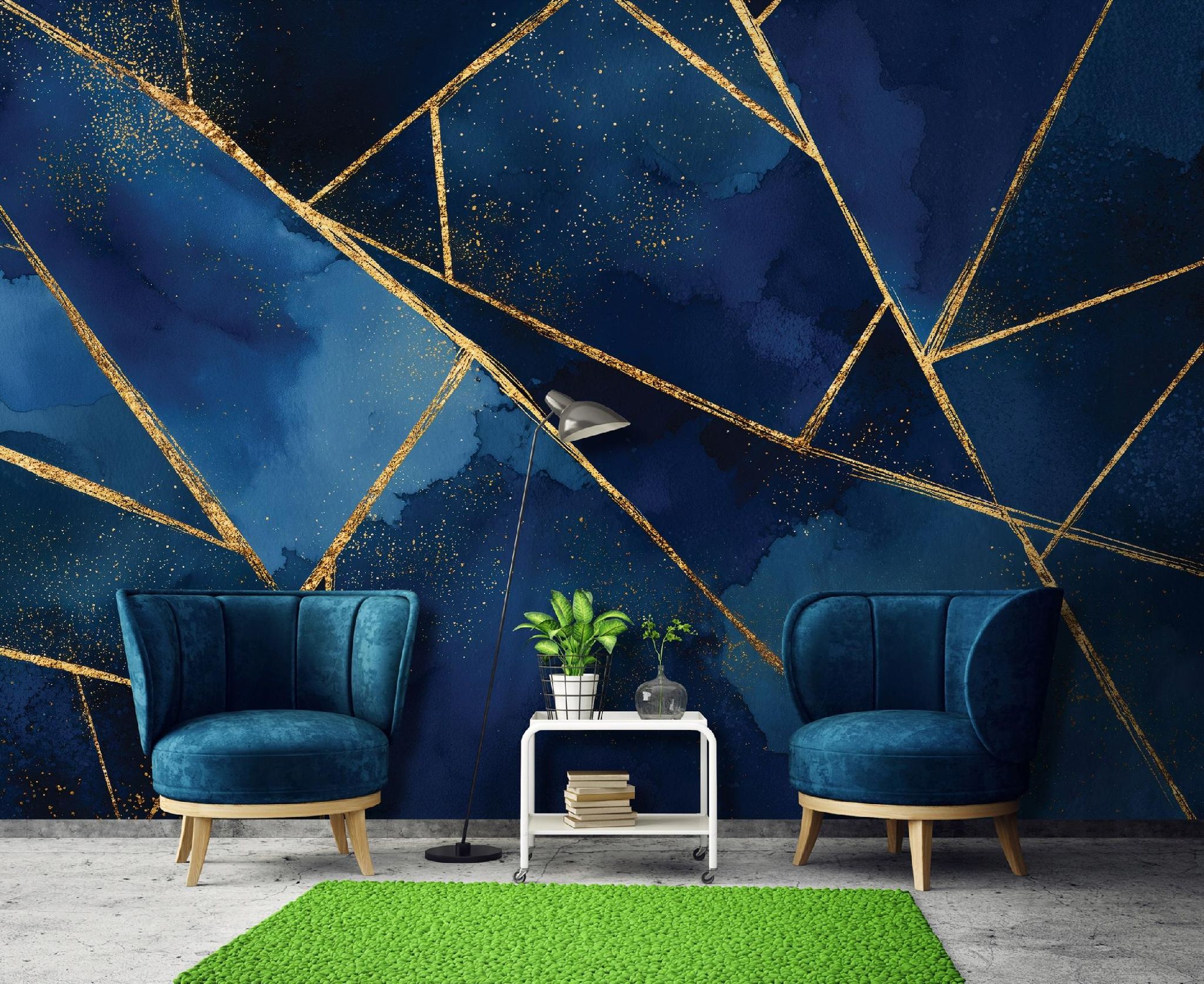 Fototapete Marmor Blau Gold, Für Wohnzimmer Und Schlafzimmer, 150 X 105 Cm – Komplettset Inkl. Kleister & Anleitung