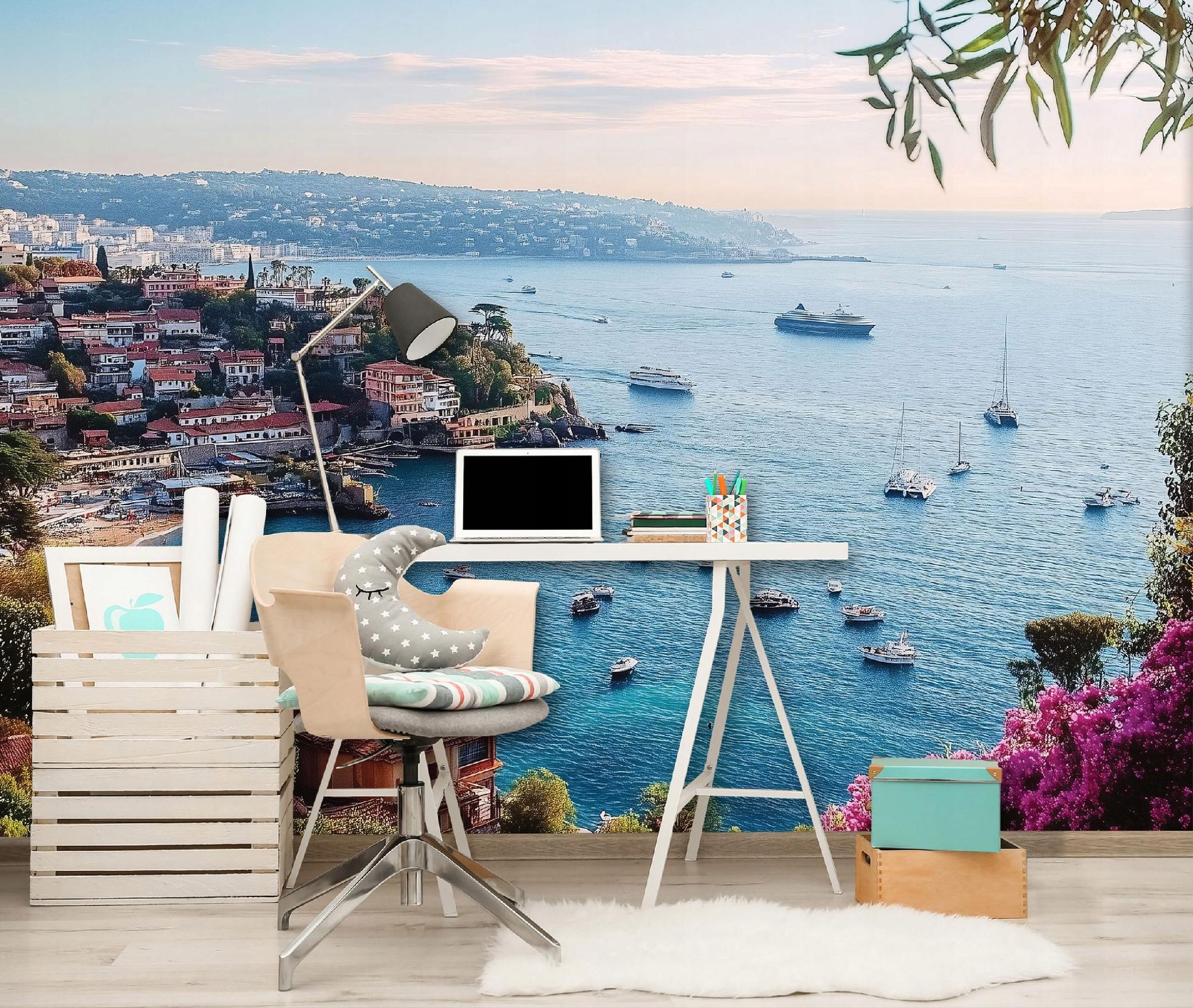 Fototapete Meer Stadt Schiffe Landschaft, Für Wohnzimmer Und Schlafzimmer, 200 X 140 Cm – Komplettset Inkl. Kleister & Anleitung