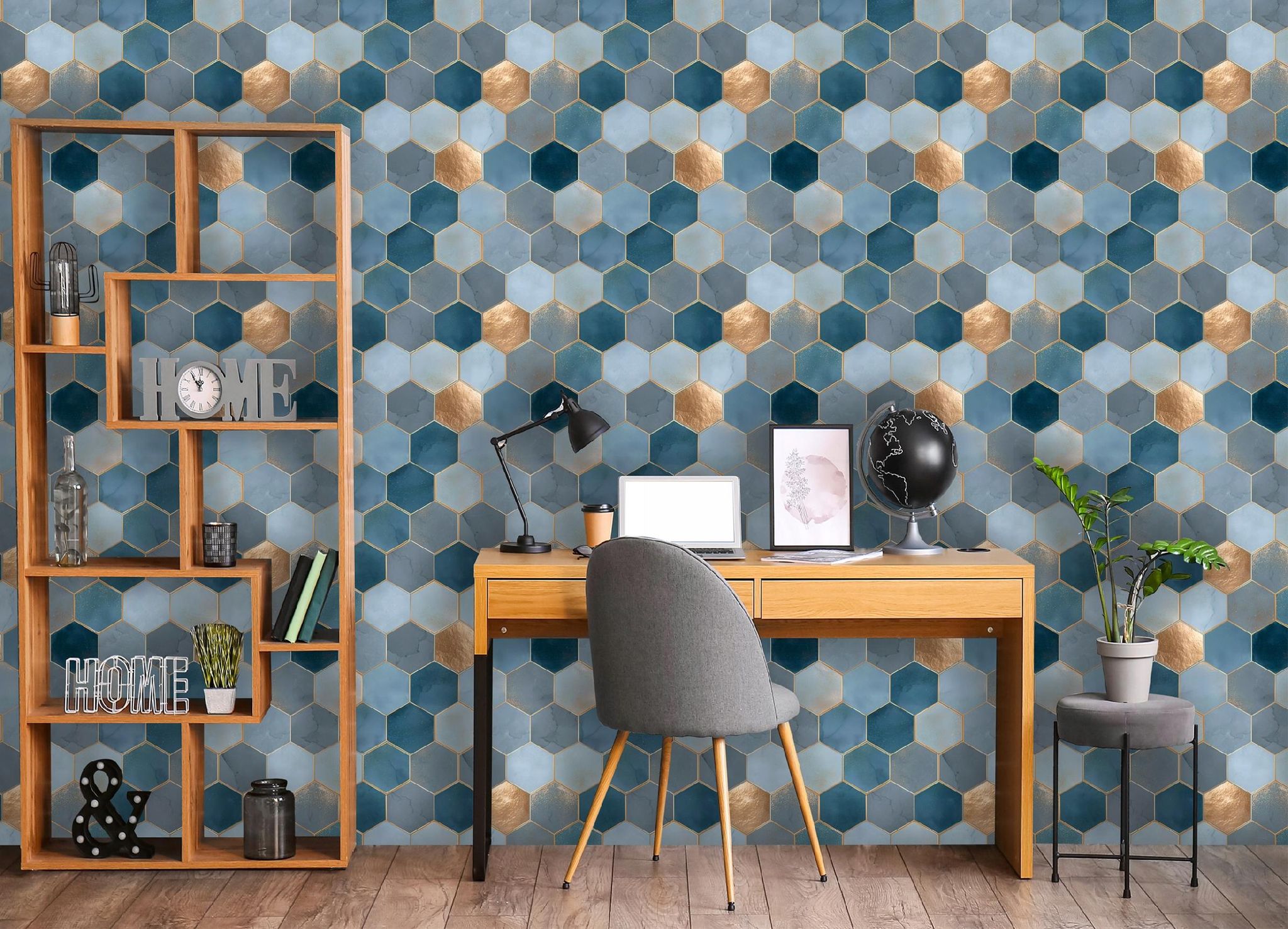 Wallarena Vliestapete Blau Gold, Für Wohnzimmer Und Schlafzimmer, 10 M X 50 Cm – Komplettset Inkl. Kleister & Anleitung