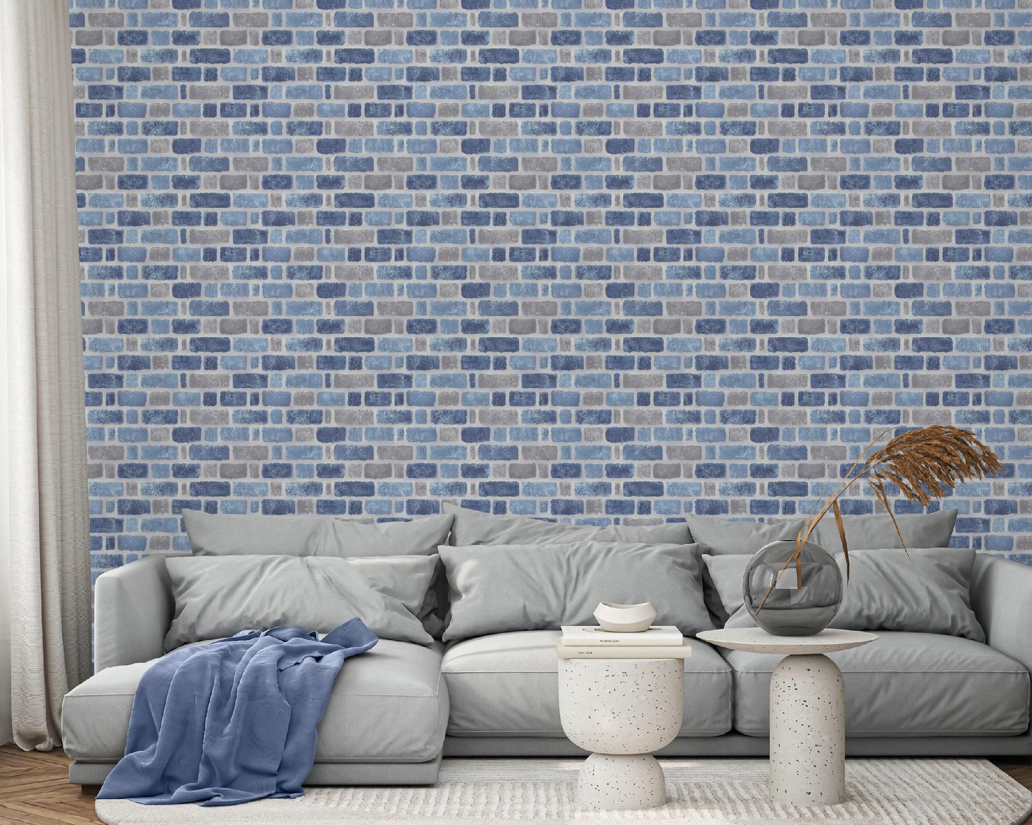 Wallarena Vliestapete Ziegelwand Blau Steinoptik Für Wohnzimmer Und Schlafzimmer, 10 M X 50 Cm – Inkl. Kleister & Anleitung