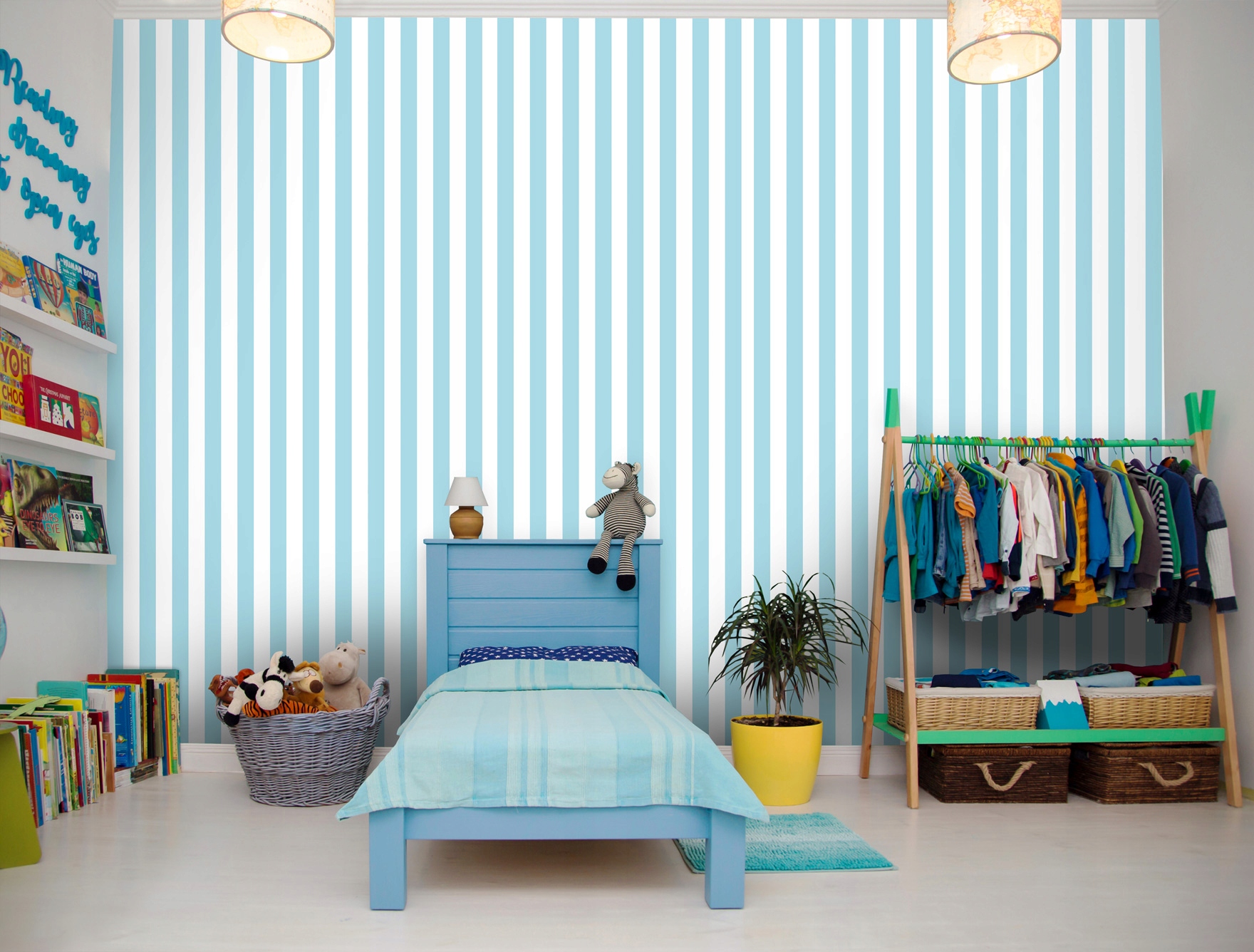 Wallarena Vliestapete Blaue Streifen, Für Wohnzimmer Und Schlafzimmer, 10 M X 50 Cm – Inkl. Kleister & Anleitung