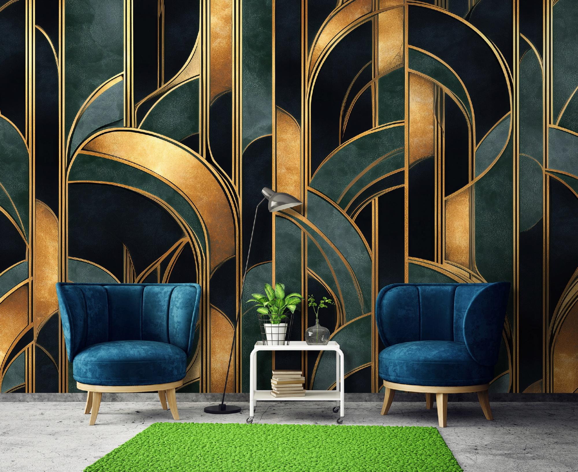Fototapete Kunst Deco Gold, Für Wohnzimmer Und Schlafzimmer, 350 X 250 Cm – Komplettset Inkl. Kleister & Anleitung