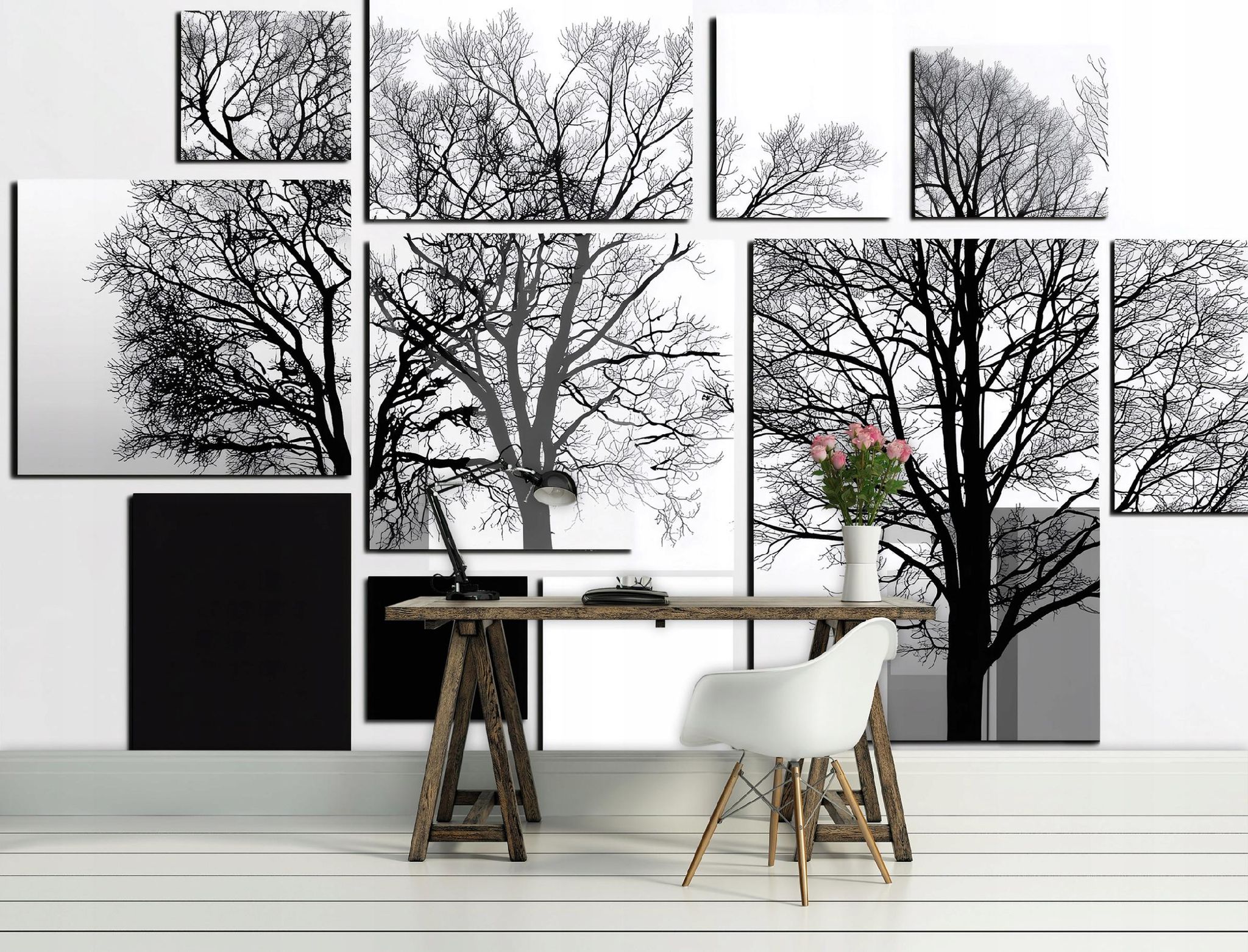 Fototapete Bäume Abstrakt Wald Grau 3d-optik, Für Wohnzimmer Und Schlafzimmer, 200 X 140 Cm – Komplettset Inkl. Kleister & Anleitung