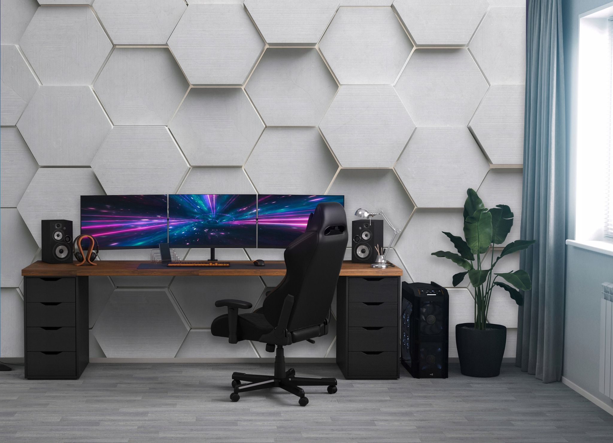 Fototapete Hexagone Grau 3d-optik, Für Jugendzimmer, 300 X 210 Cm – Komplettset Inkl. Kleister & Anleitung