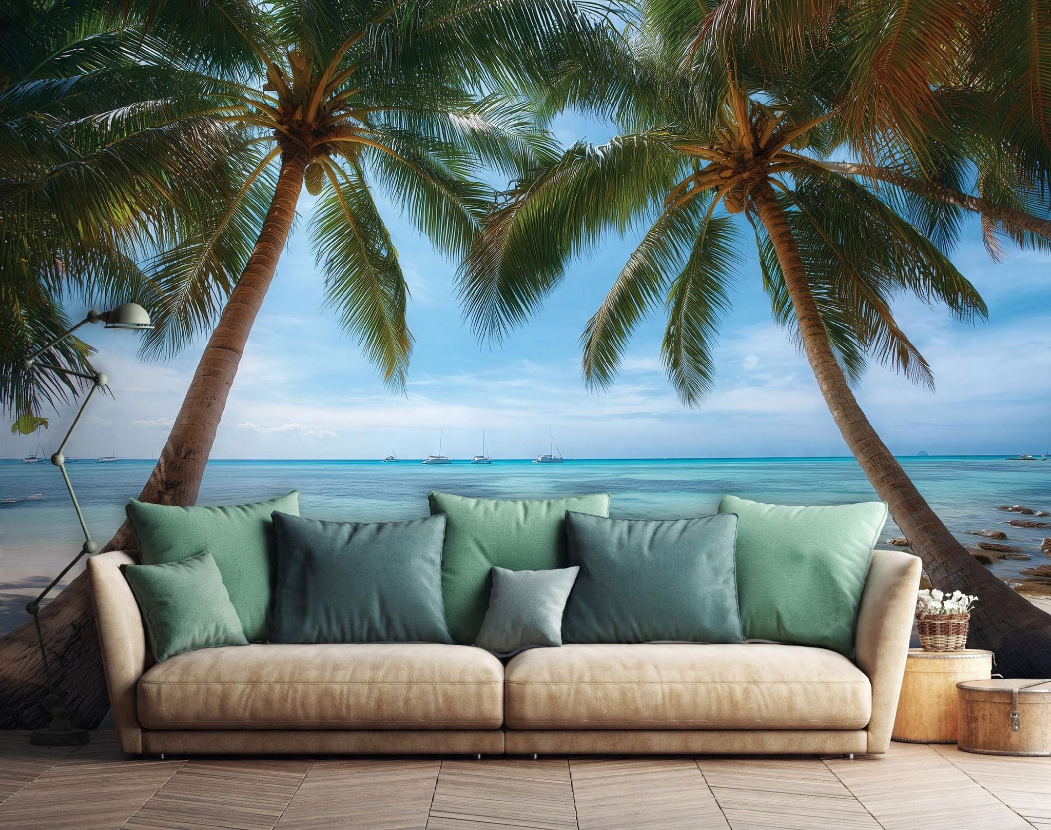 Fototapete Strand Palmen Meer Natur 3d-optik, Für Wohnzimmer Und Schlafzimmer, 250 X 175 Cm – Komplettset Inkl. Kleister & Anleitung