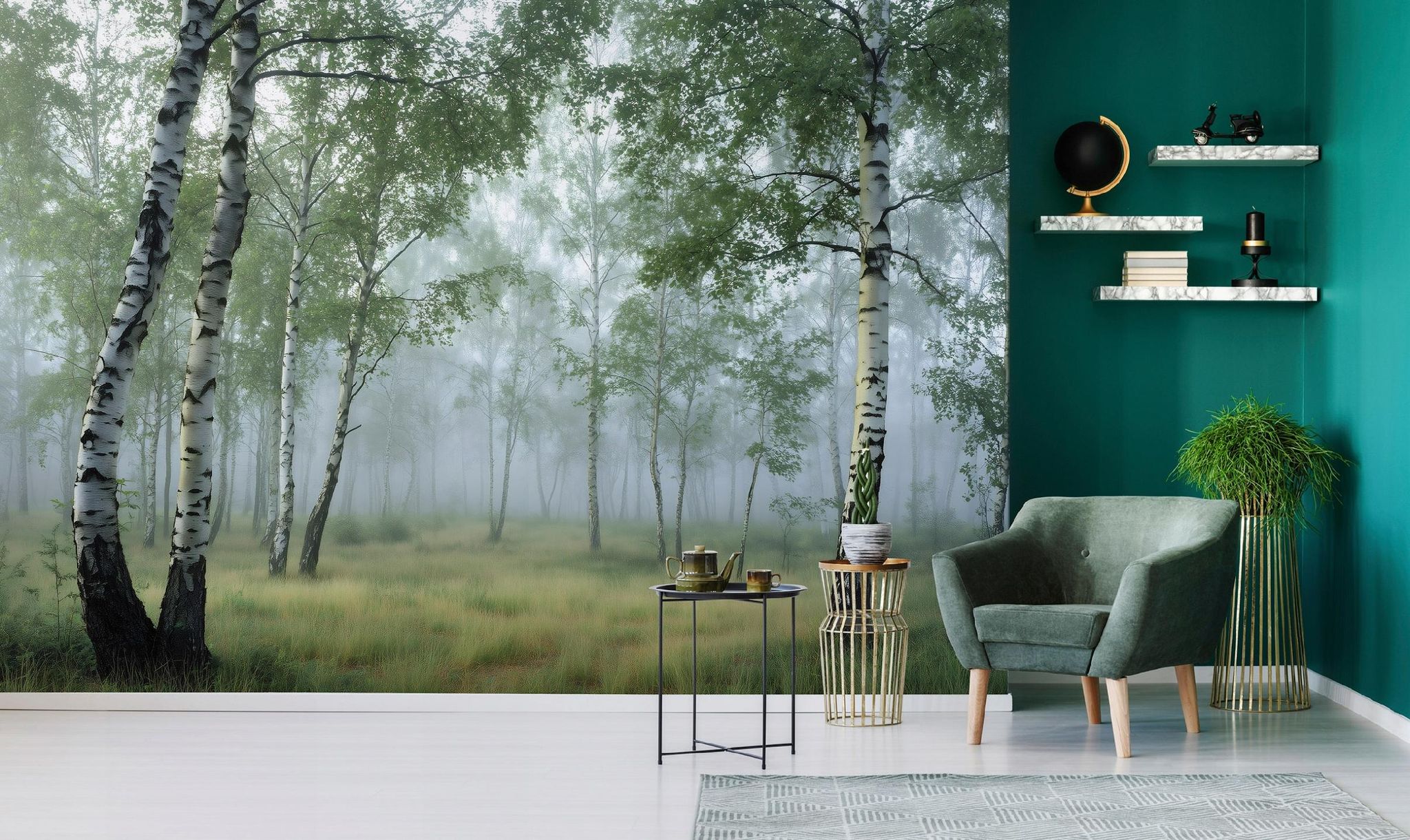 Fototapete Birkenwald Bäume Grün 3d-optik, Für Wohnzimmer Und Schlafzimmer, 200 X 140 Cm – Komplettset Inkl. Kleister & Anleitung