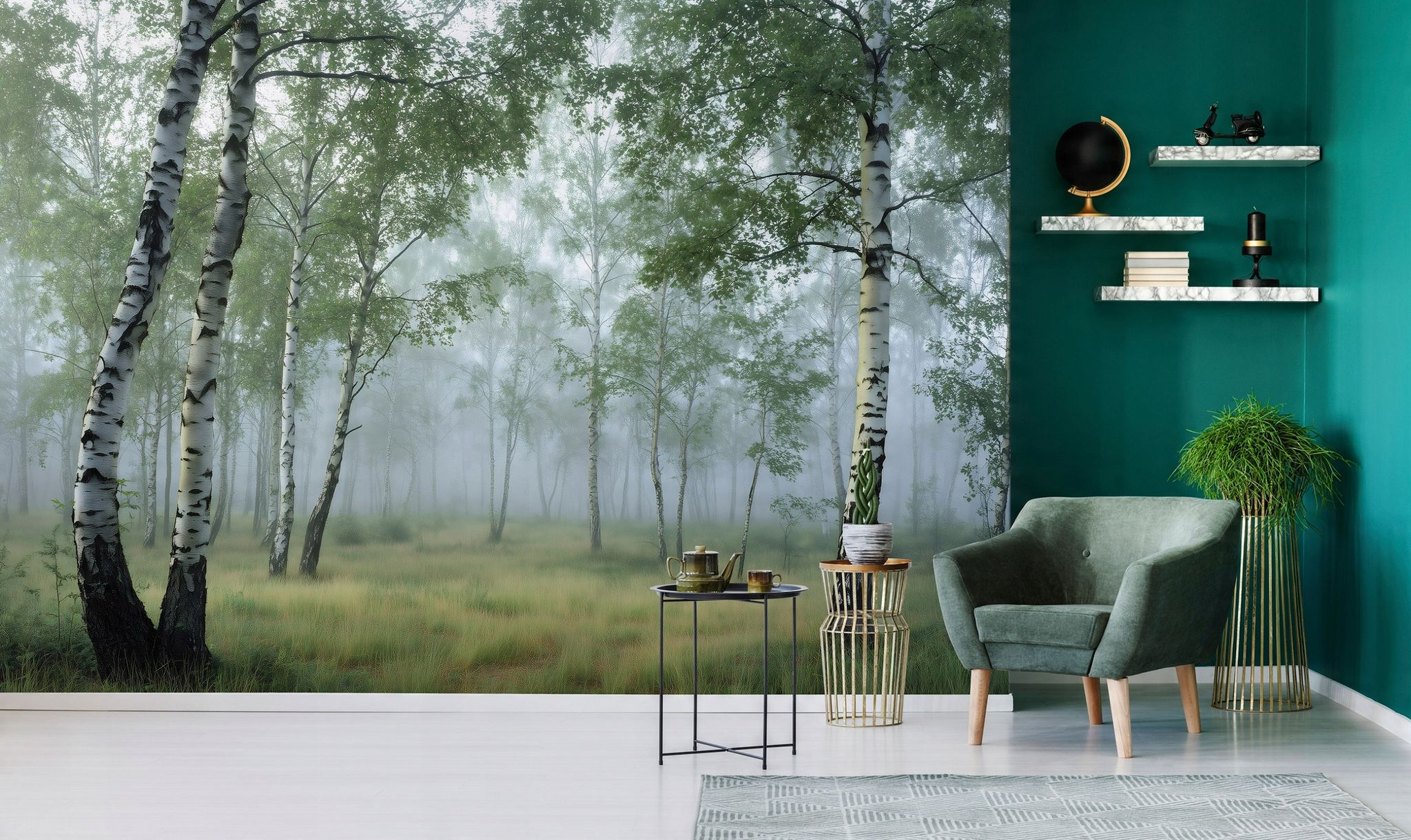 Fototapete Birkenwald Bäume Grün 3d-optik, Für Wohnzimmer Und Schlafzimmer, 250 X 175 Cm – Komplettset Inkl. Kleister & Anleitung