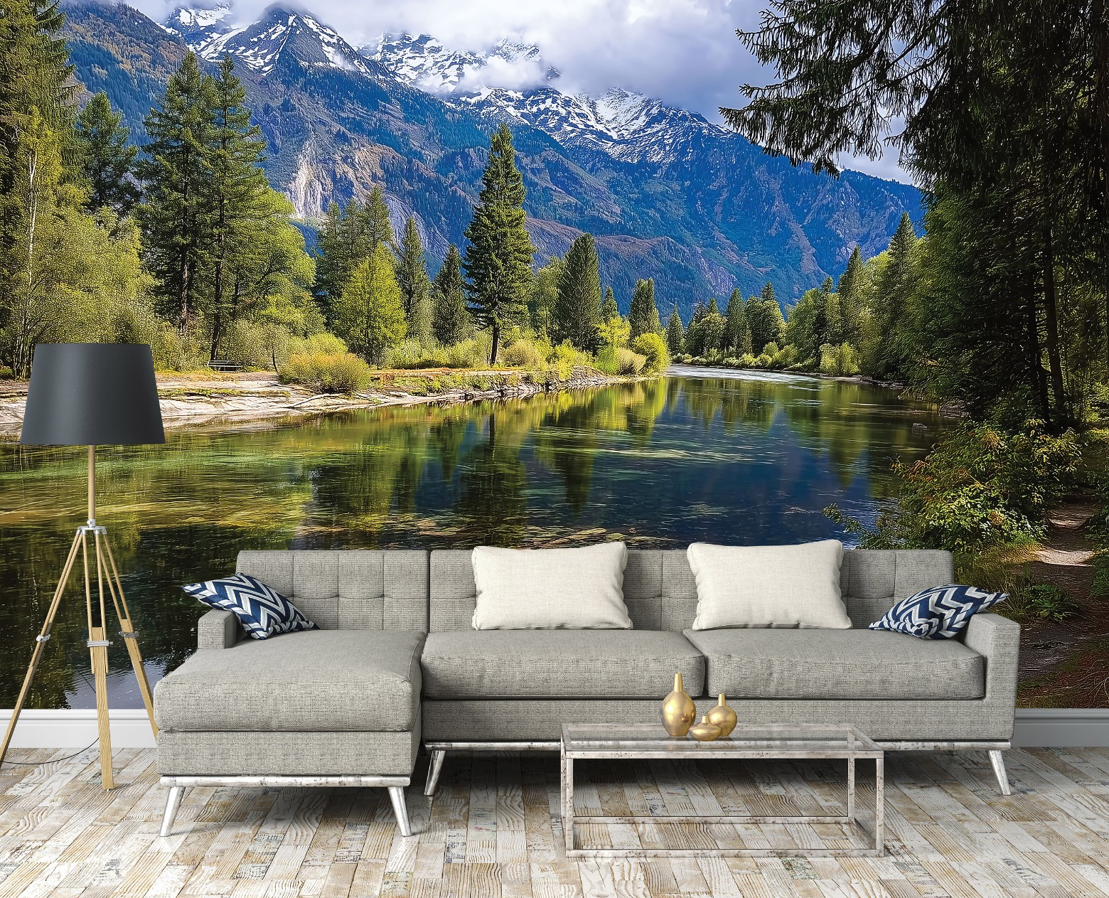 Fototapete Landschaft Fluss Berge 3d-optik, Für Wohnzimmer Und Schlafzimmer, 400 X 280 Cm – Komplettset Inkl. Kleister & Anleitung