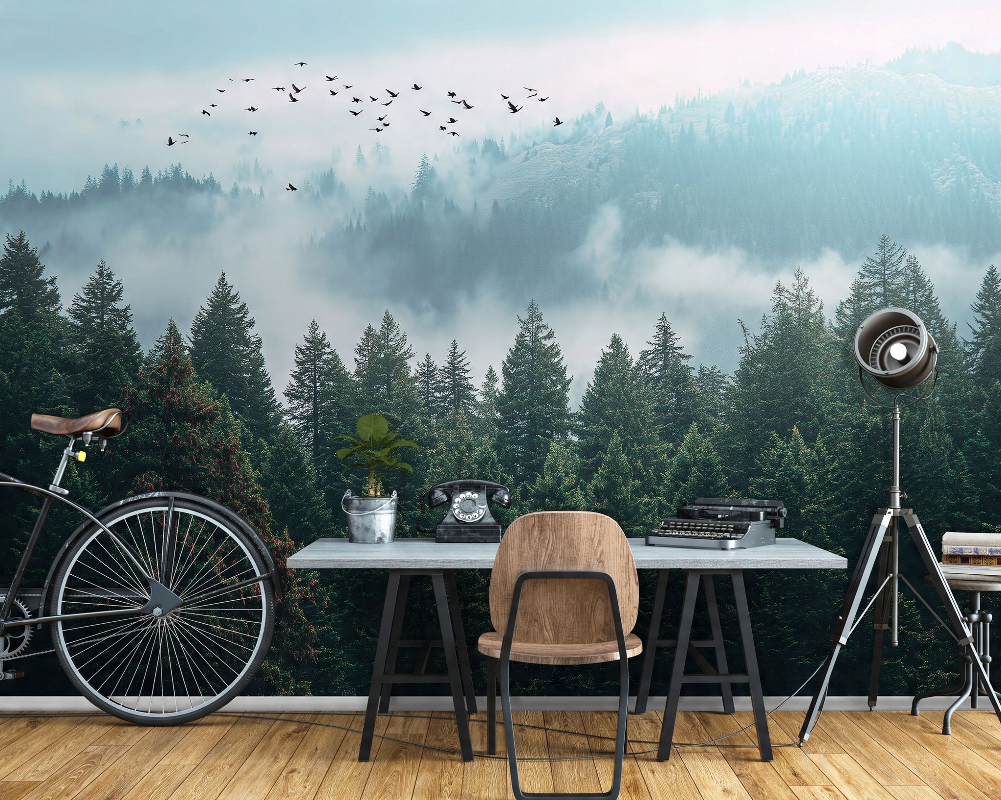 Fototapete Nebelwald Bäume Natur 3d-optik, Für Wohnzimmer Und Schlafzimmer, 200 X 140 Cm – Komplettset Inkl. Kleister & Anleitung