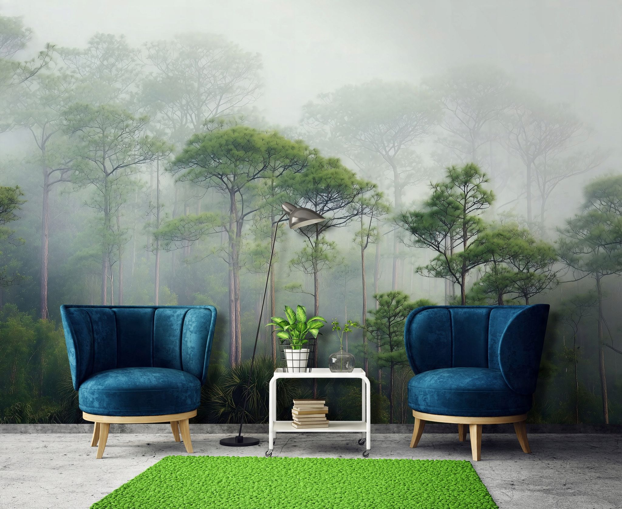 Fototapete Wald Bäume Nebel Grün 3d-optik, Für Wohnzimmer Und Schlafzimmer, 300 X 210 Cm – Komplettset Inkl. Kleister & Anleitung