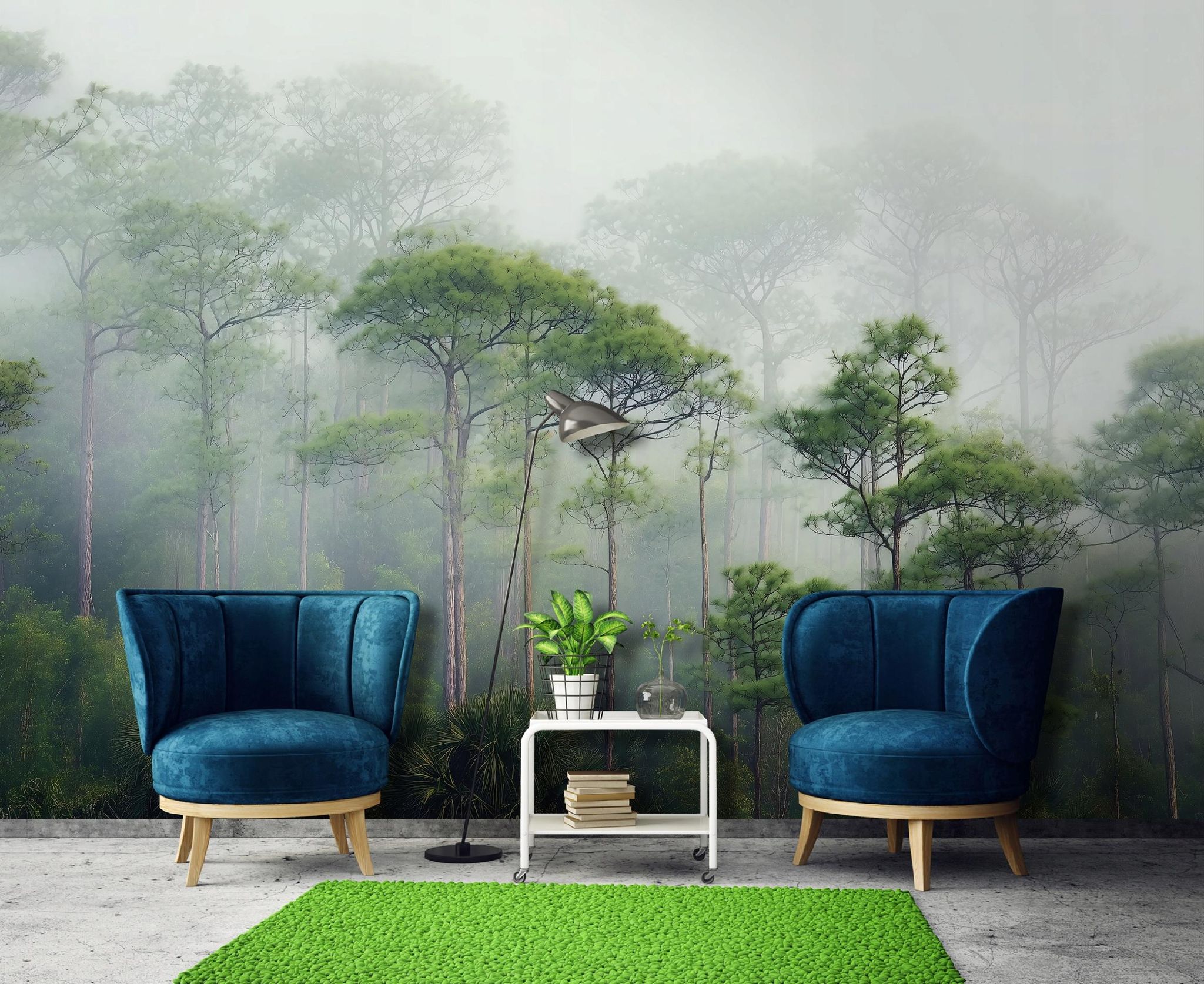 Fototapete Wald Bäume Nebel Grün 3d-optik, Für Wohnzimmer Und Schlafzimmer, 400 X 280 Cm – Komplettset Inkl. Kleister & Anleitung