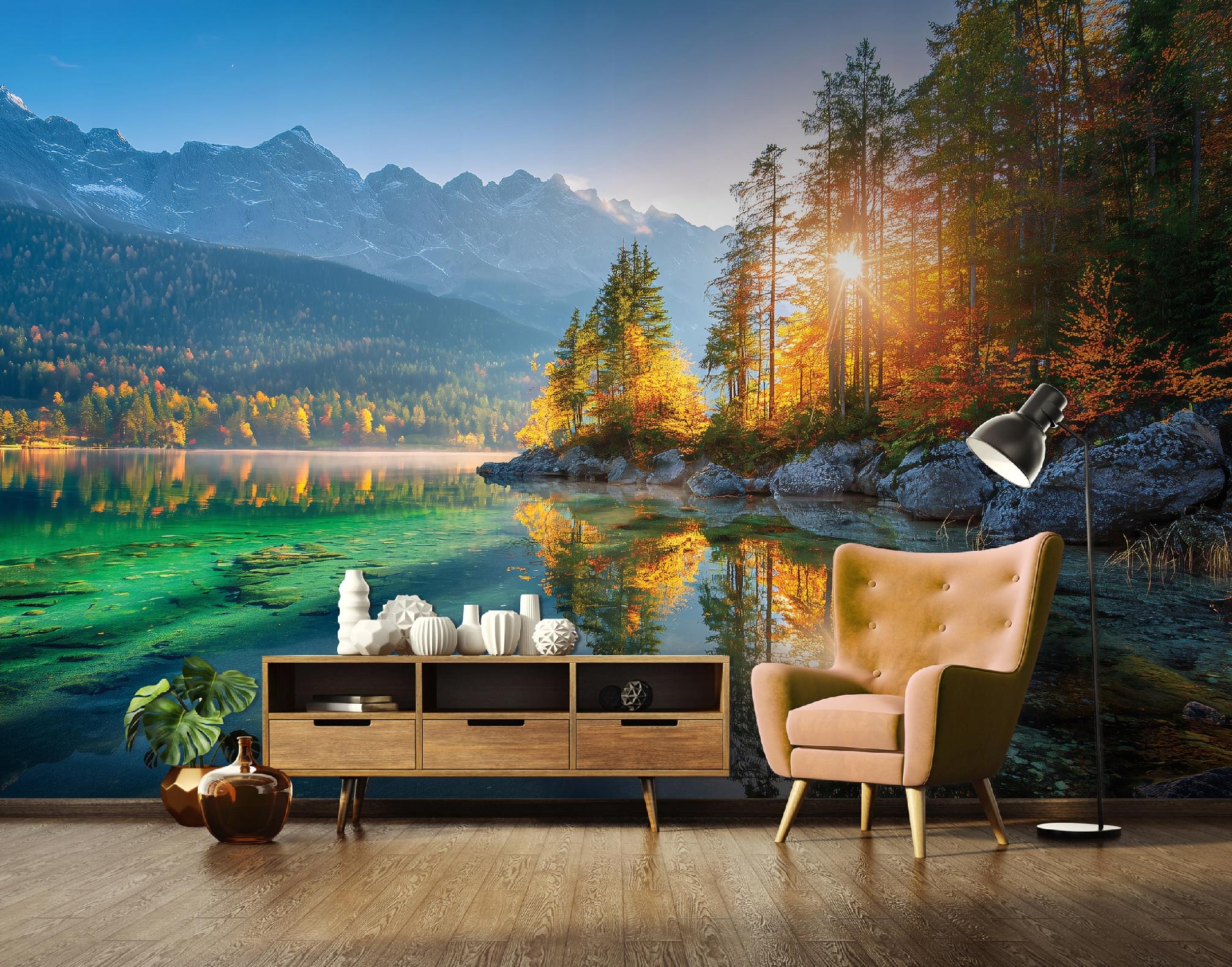 Fototapete Wald Fluss Landschaft Natur, Für Wohnzimmer Und Schlafzimmer, 150 X 105 Cm – Komplettset Inkl. Kleister & Anleitung