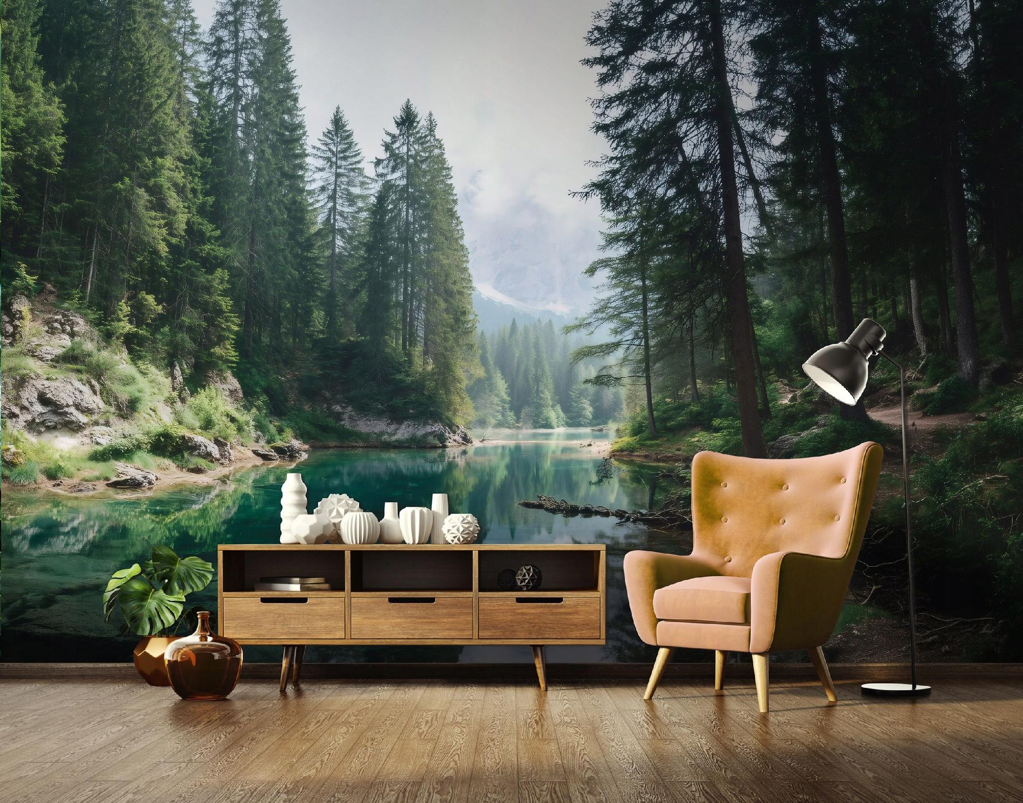 Fototapete Wald Fluss Natur Landschaft, Für Wohnzimmer Und Schlafzimmer, 400 X 280 Cm – Komplettset Inkl. Kleister & Anleitung