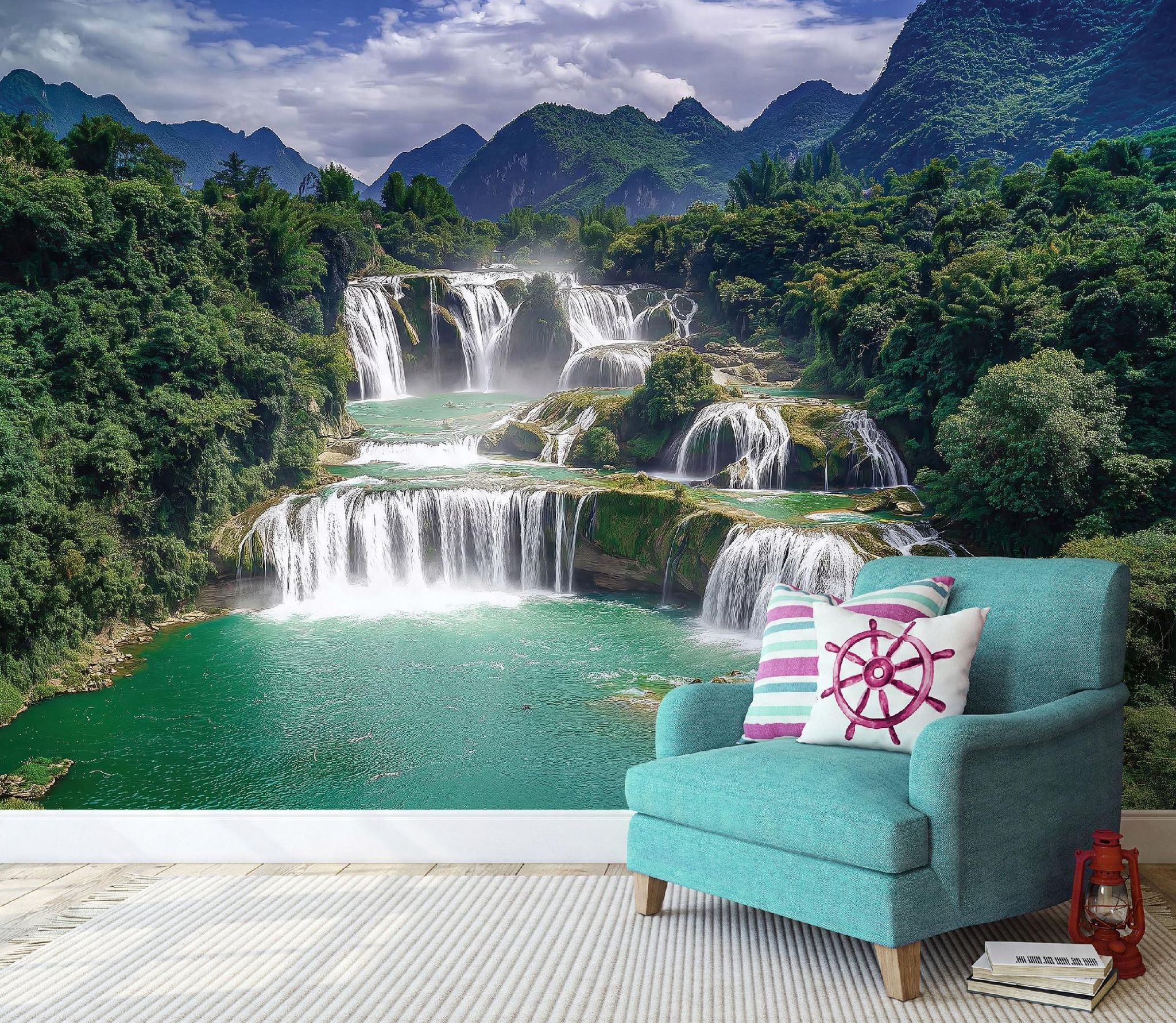 Fototapete Wasserfall Wald Landschaft 3d-optik, Für Wohnzimmer Und Schlafzimmer, 300 X 210 Cm – Komplettset Inkl. Kleister & Anleitung