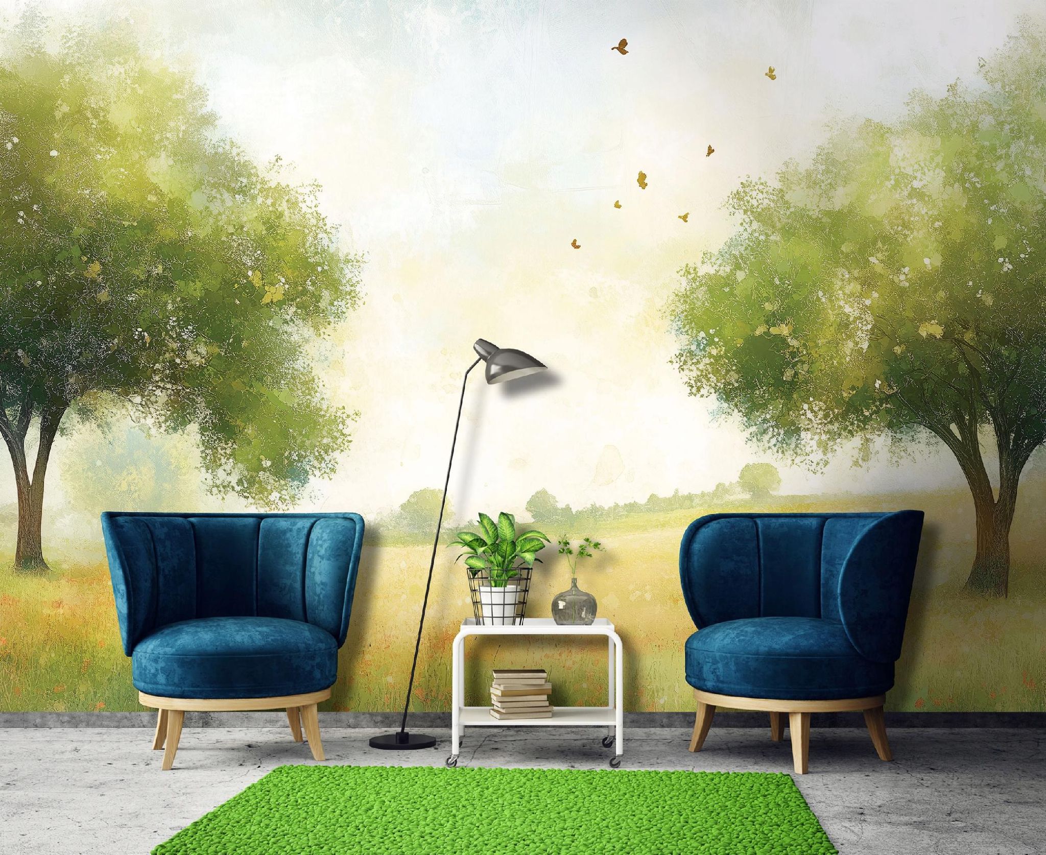 Fototapete Wiese Bäume Natur Grün 3d-optik, Für Wohnzimmer Und Schlafzimmer, 350 X 250 Cm – Komplettset Inkl. Kleister & Anleitung