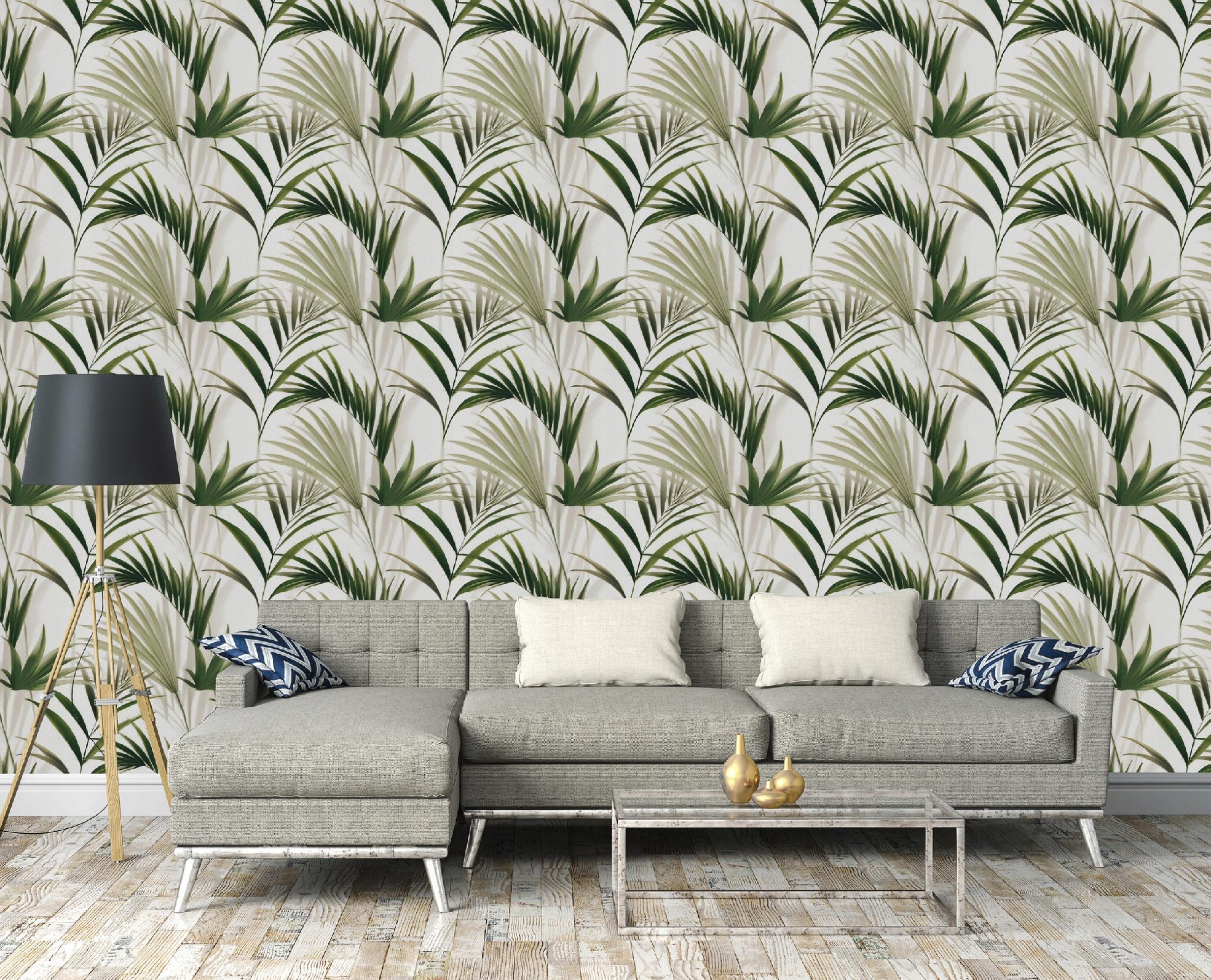 Wallarena Vliestapete Blätter Gras Boho Tropisch Für Wohnzimmer Und Schlafzimmer, 10 M X 50 Cm – Inkl. Kleister & Anleitung