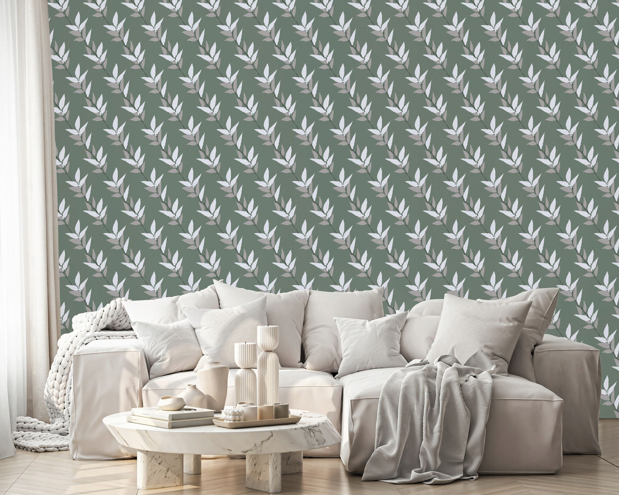 Wallarena Vliestapete Blätter Natur Minimalistisch Für Wohnzimmer Und Schlafzimmer, 10 M X 50 Cm – Inkl. Kleister & Anleitung