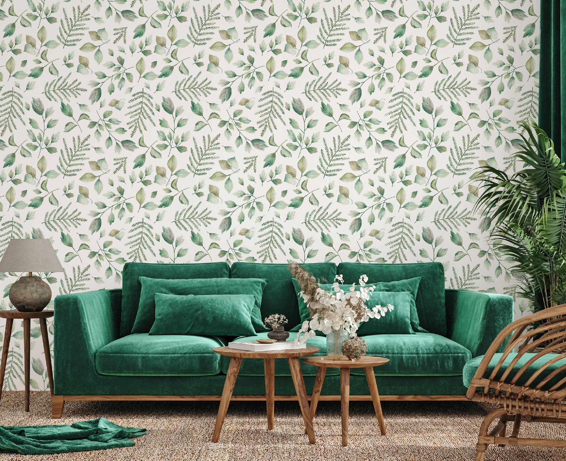 Wallarena Vliestapete Grüne Blätter, Für Wohnzimmer Schlafzimmer Und Küche, 10 M X 50 Cm – Inkl. Kleister & Anleitung